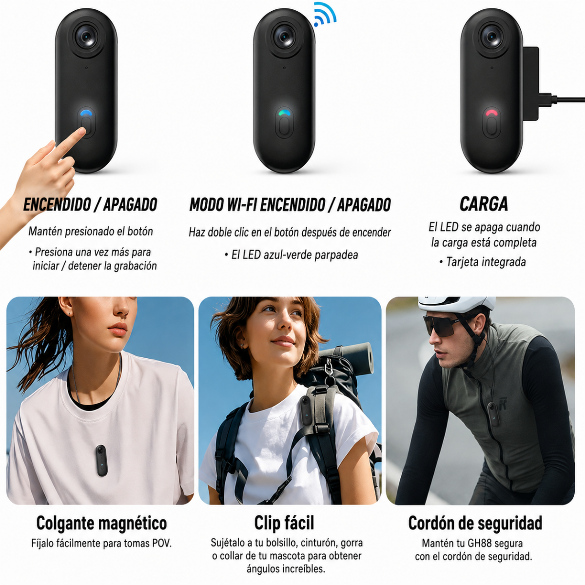 Mini Camara Deportiva Wifi 1080p Magnetica H 264-2