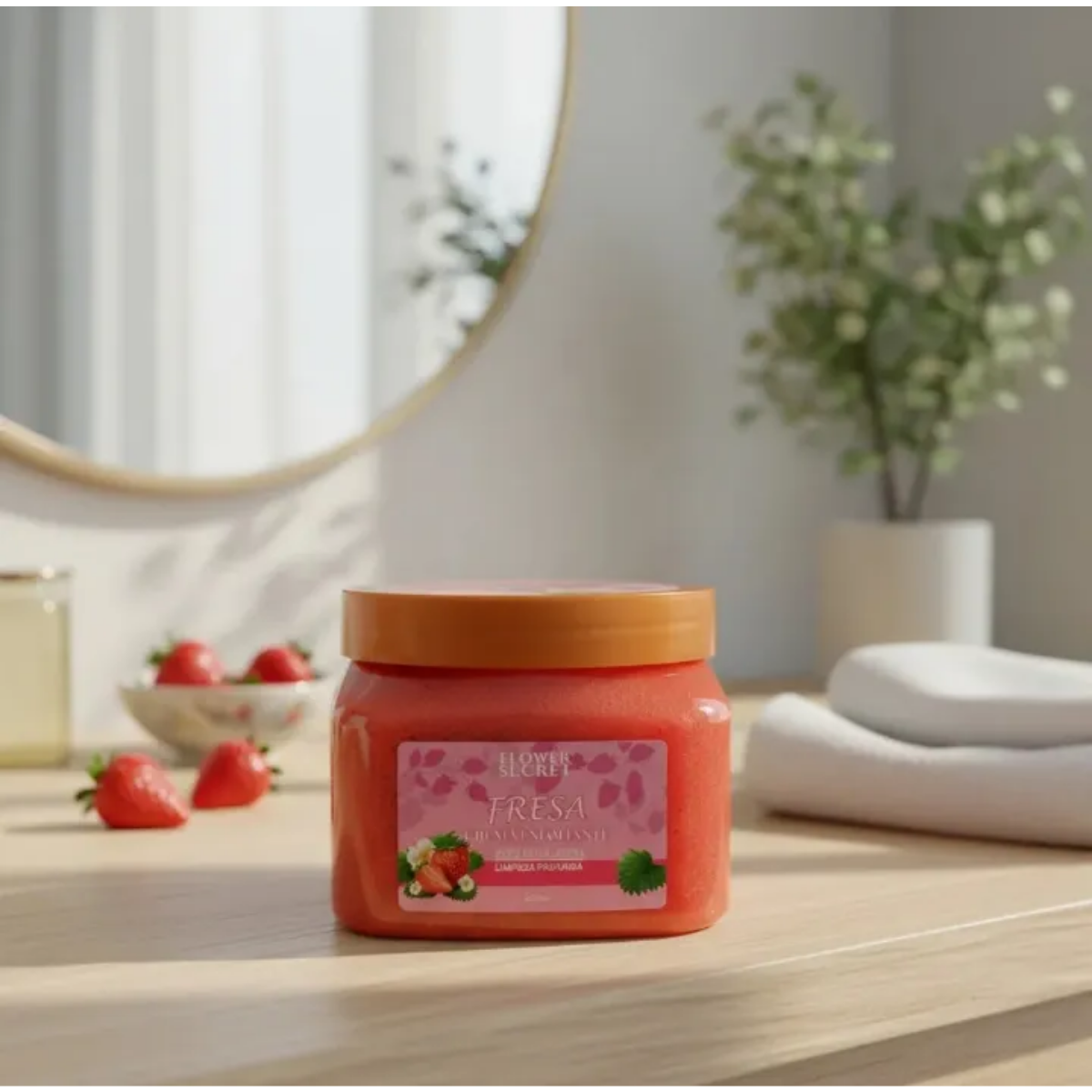 Exfoliante Azucar Sal Organico Frutilla 500ml Flower Secret-2