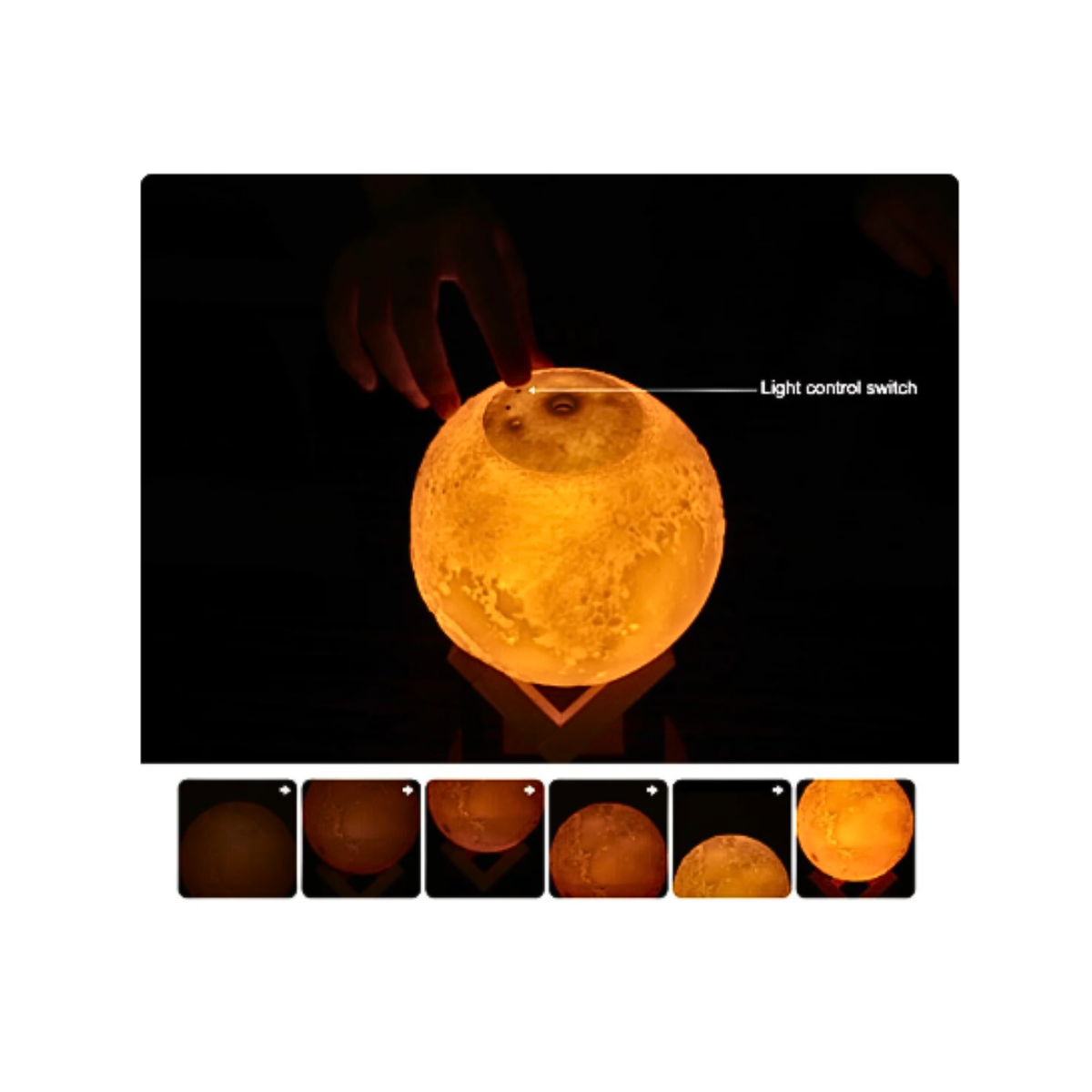 Humidificador Lampara Aromatizador Luz Led 3d Luna-2