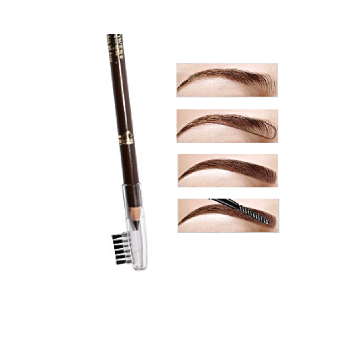 Lapiz Delineador Para Cejas Ojos 2 Tonos En 1 Café/Negro-3