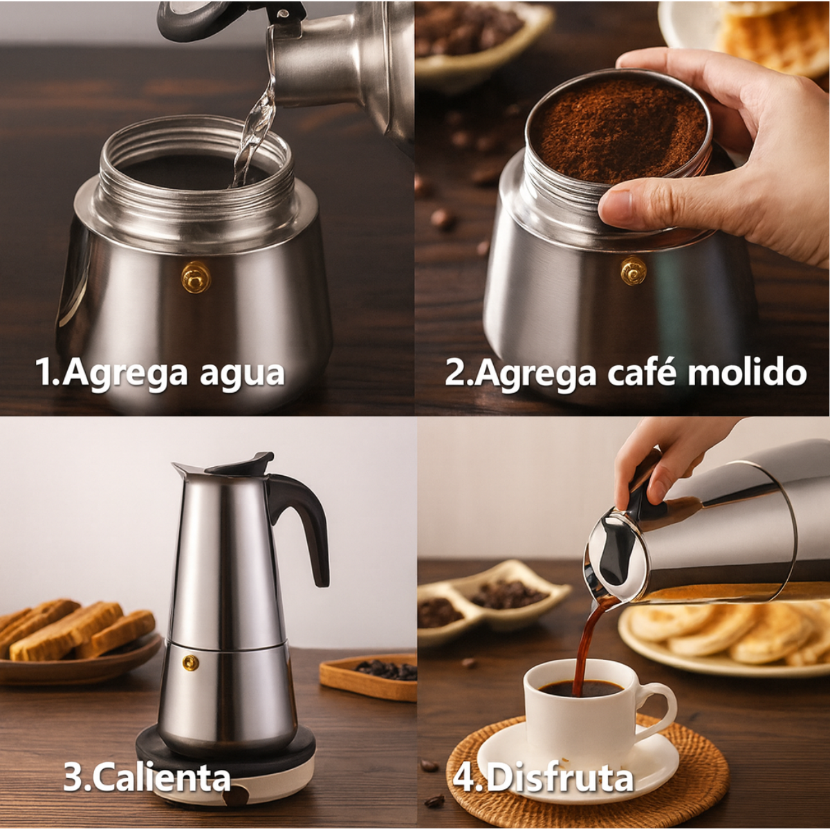 Cafetera Italiana Acero Inoxidable Café Expresso 15 Oz-2