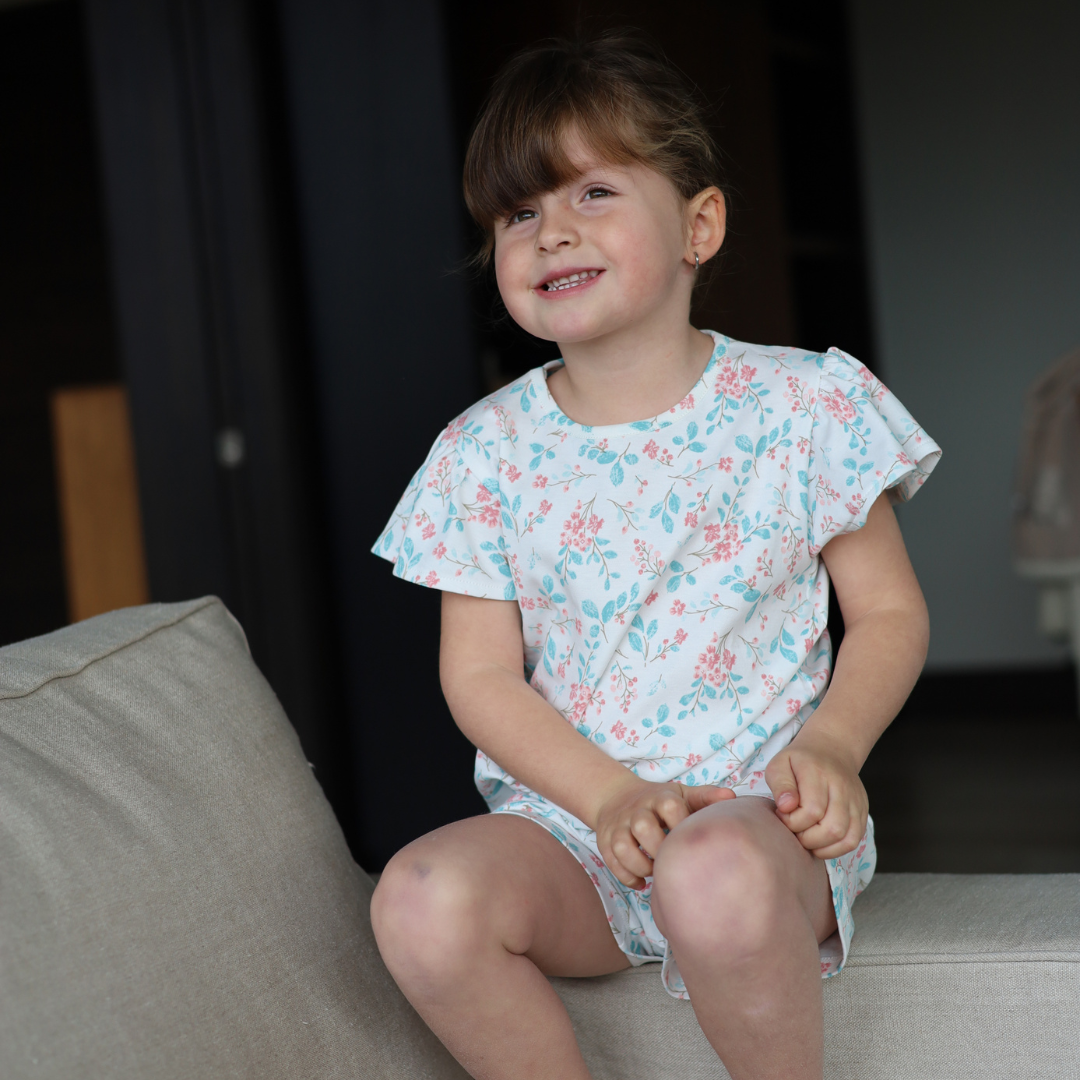 Pijama de verano flores de acuarela niña-2