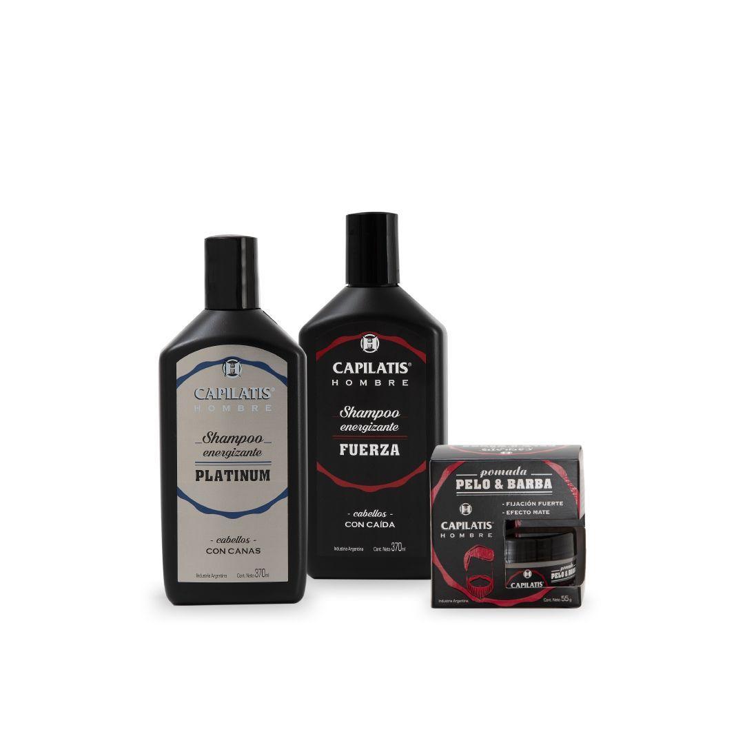 Set Capilatis Hombre Shampoo Platinum + Shampoo Fuerza + Pomada P y B-0