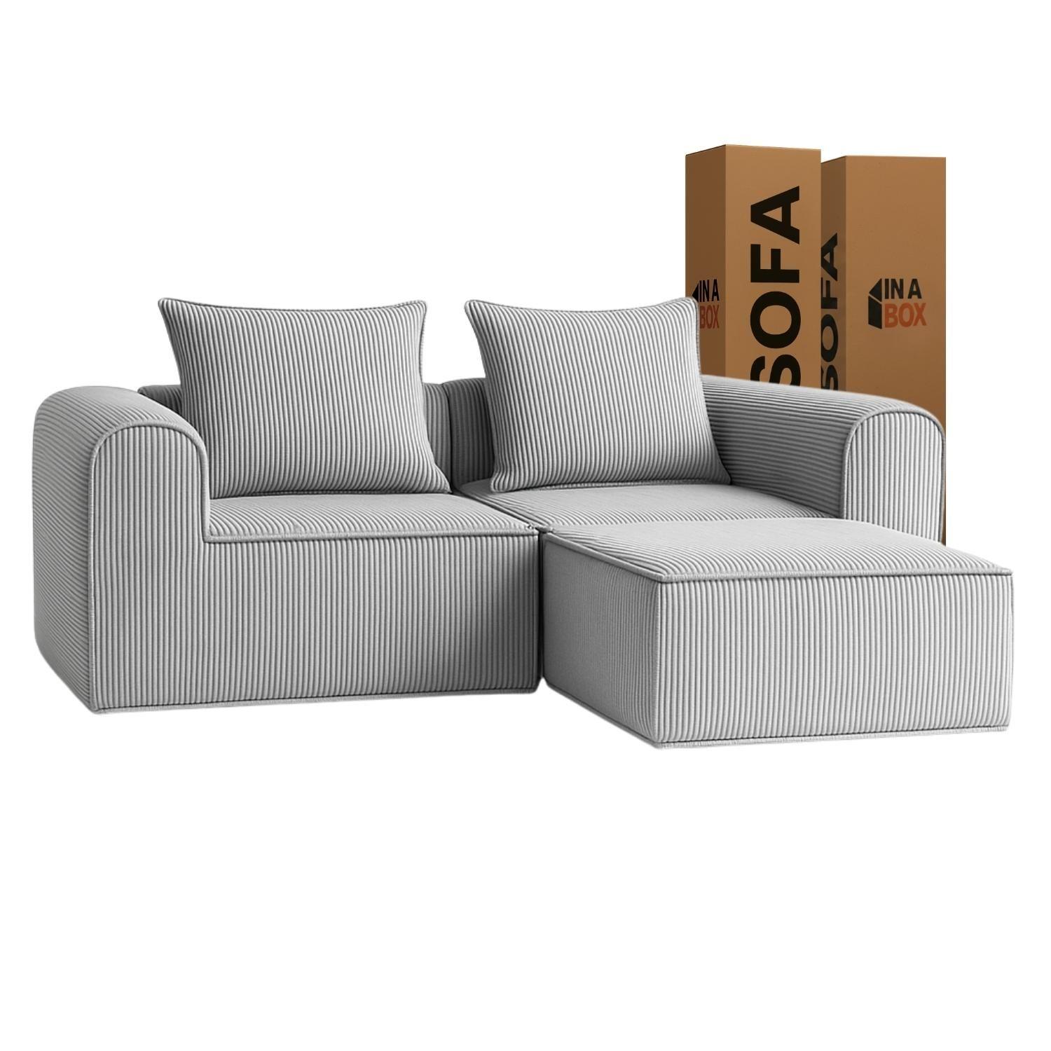 Sofa Loop 2 Cuerpos + Pouf | Espuma comprimida | 194X57X167 Gris claro G134-1