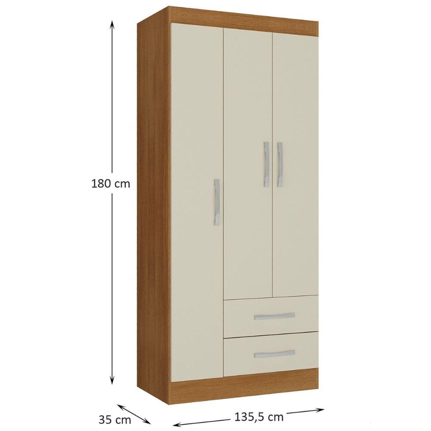 COMBO ClOSET 3 PUERTAS + COMODA 5 CAJONES 1 PUERTA + LIBRERO OFF WHITE R325116-5