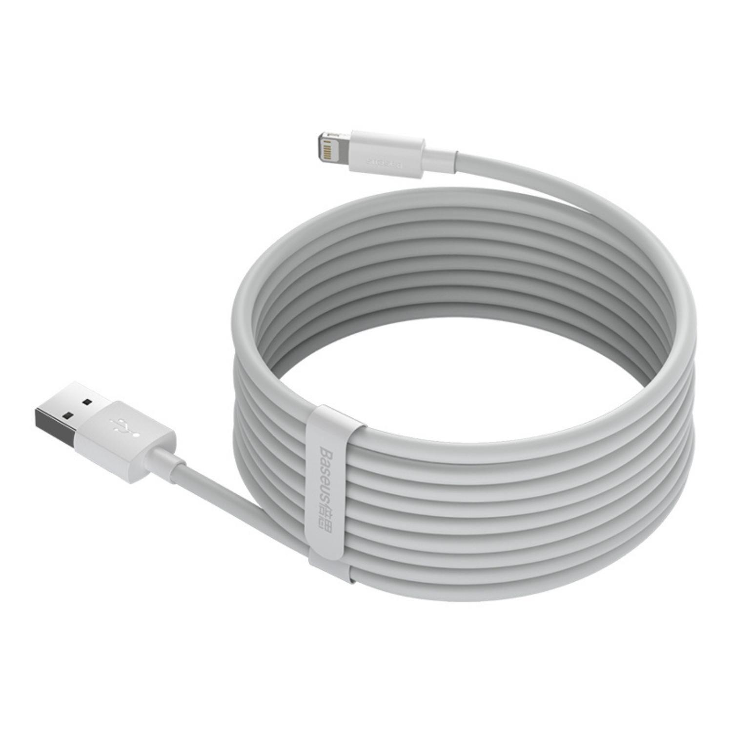 Baseus Simple Wisdom Data Cable Kit USB to iP 2.4A (2PCS/Set?1.5m White-6