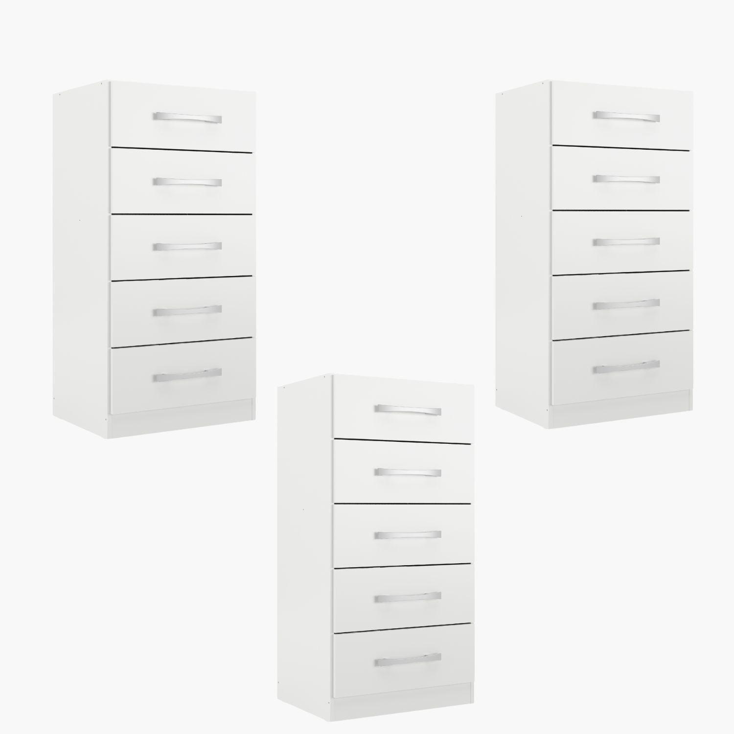 COMBO 3 COMODAS 5 CAJONES BLANCO BLANCO RB05X3-0