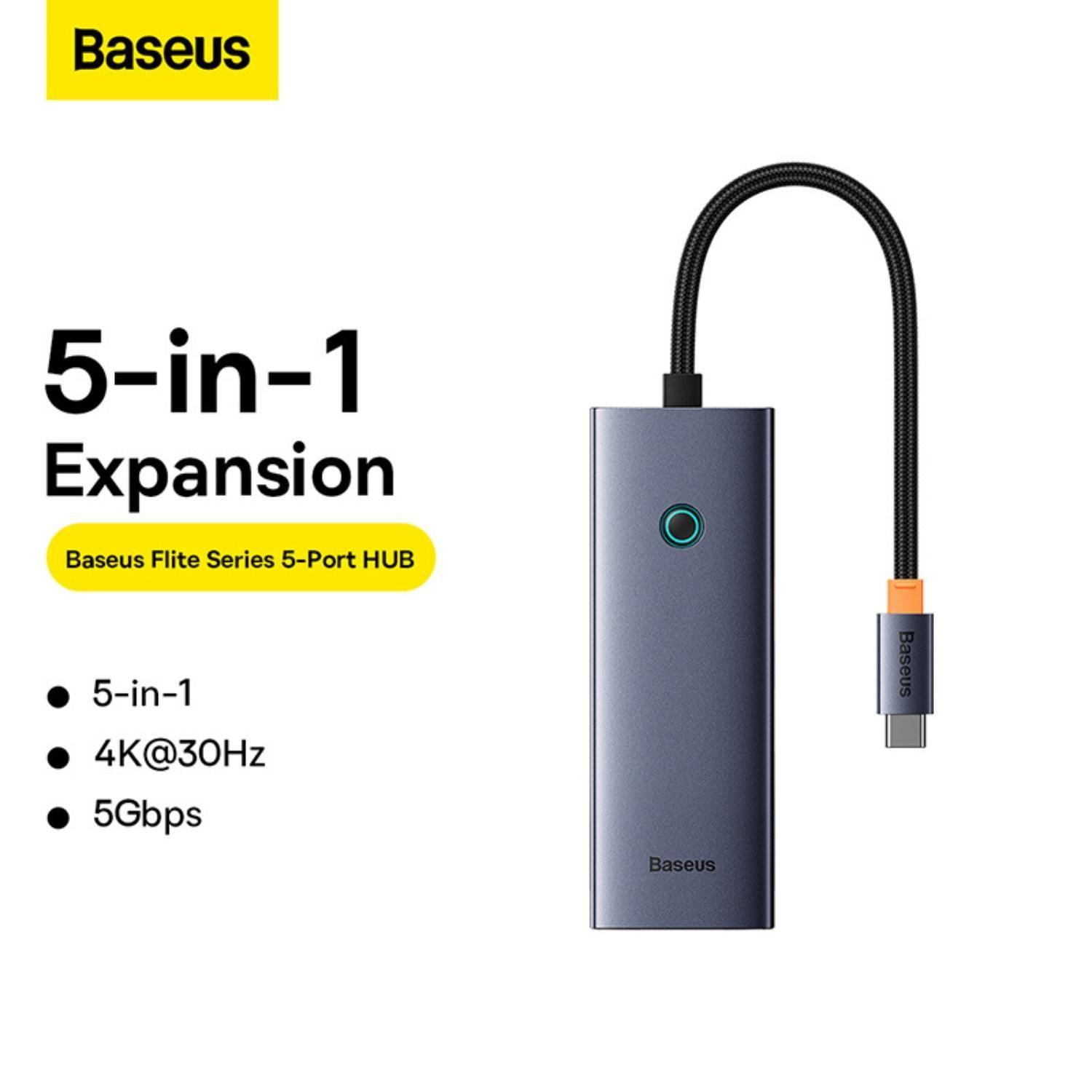 OS-Baseus UltraJoy Series 5-Port HUB Docking Station Space Grey?Type-C to HDMI4K@30Hz*1+USB 3.0*4?-2