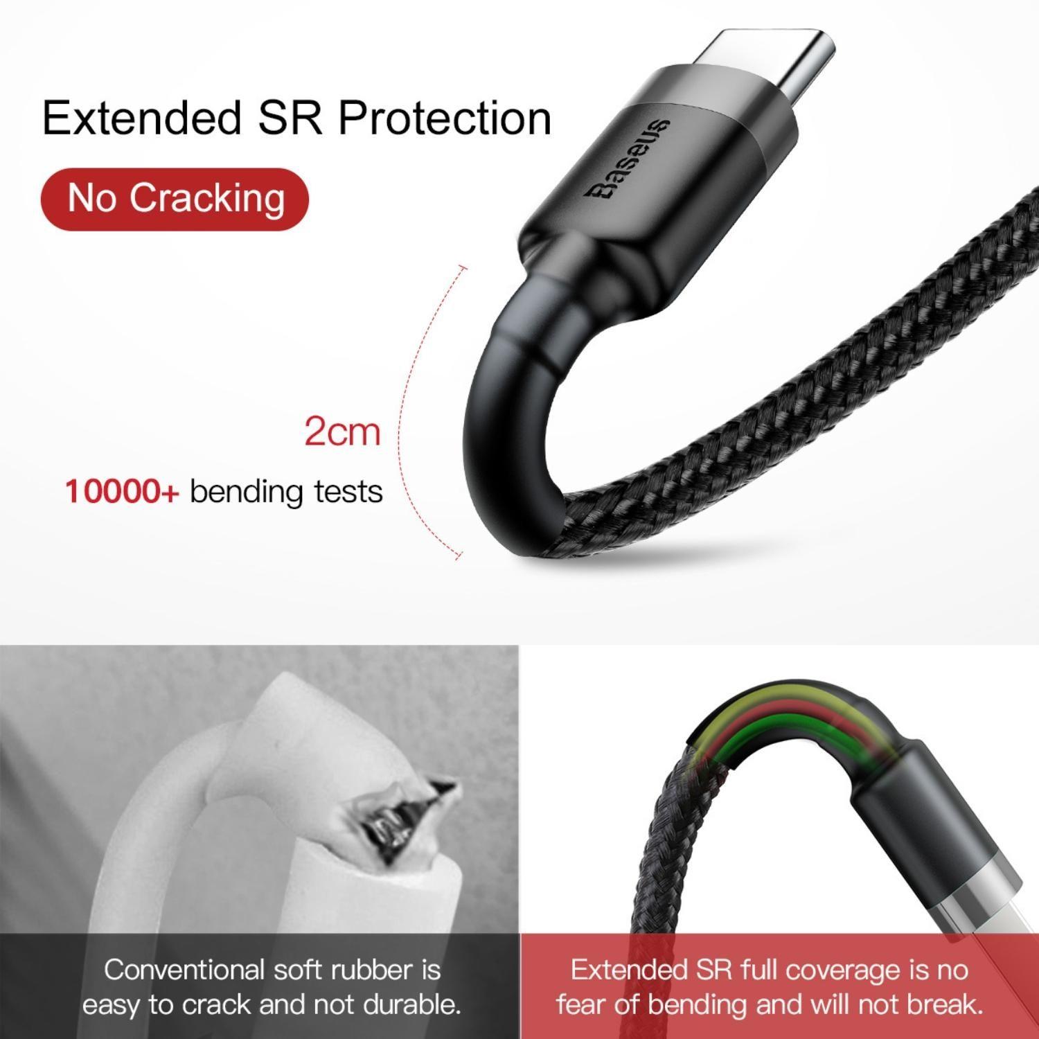 Baseus cafule Cable USB For Type-C 2A 2m Gray+Black-4