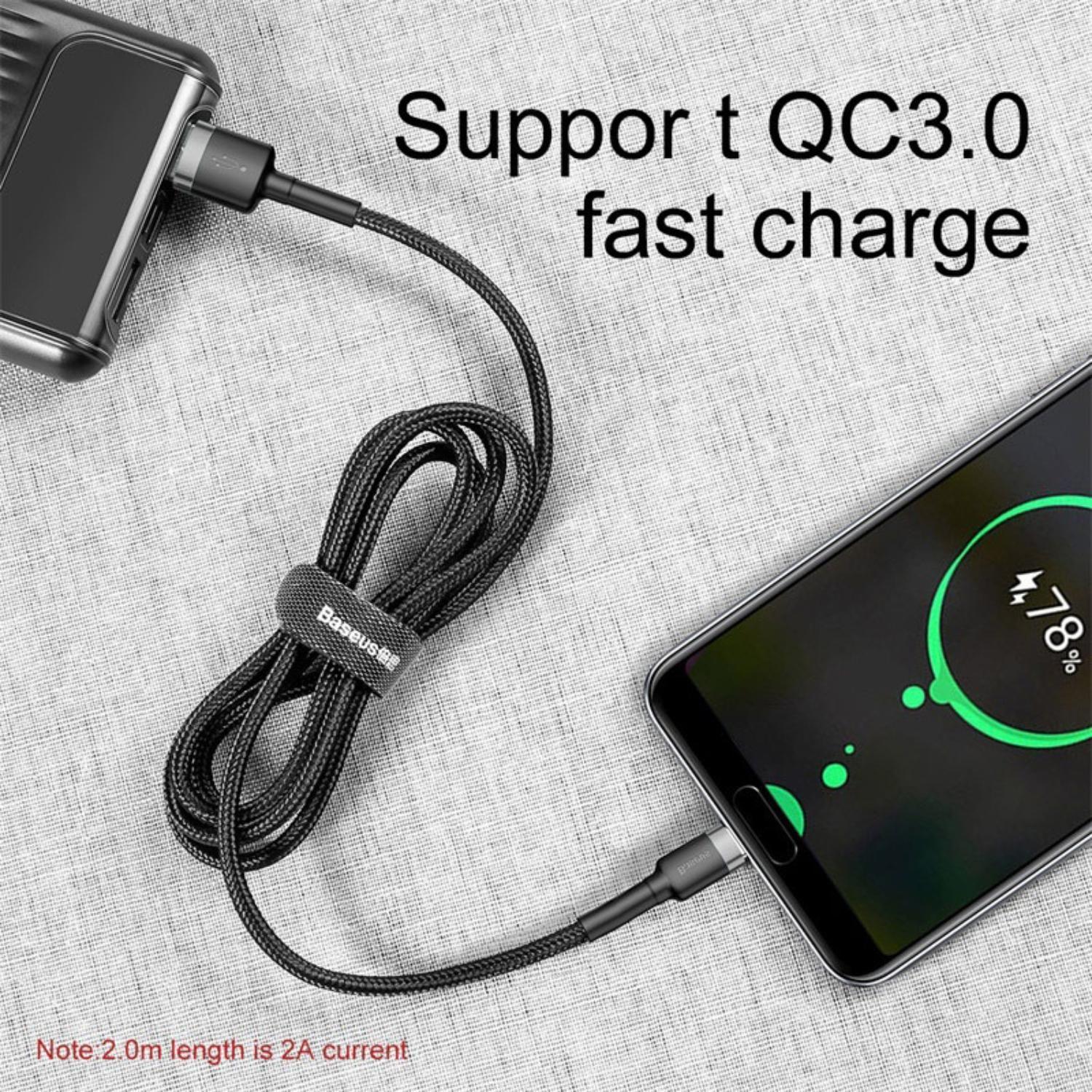 Baseus cafule Cable USB For Type-C 2A 2m Gray+Black-6