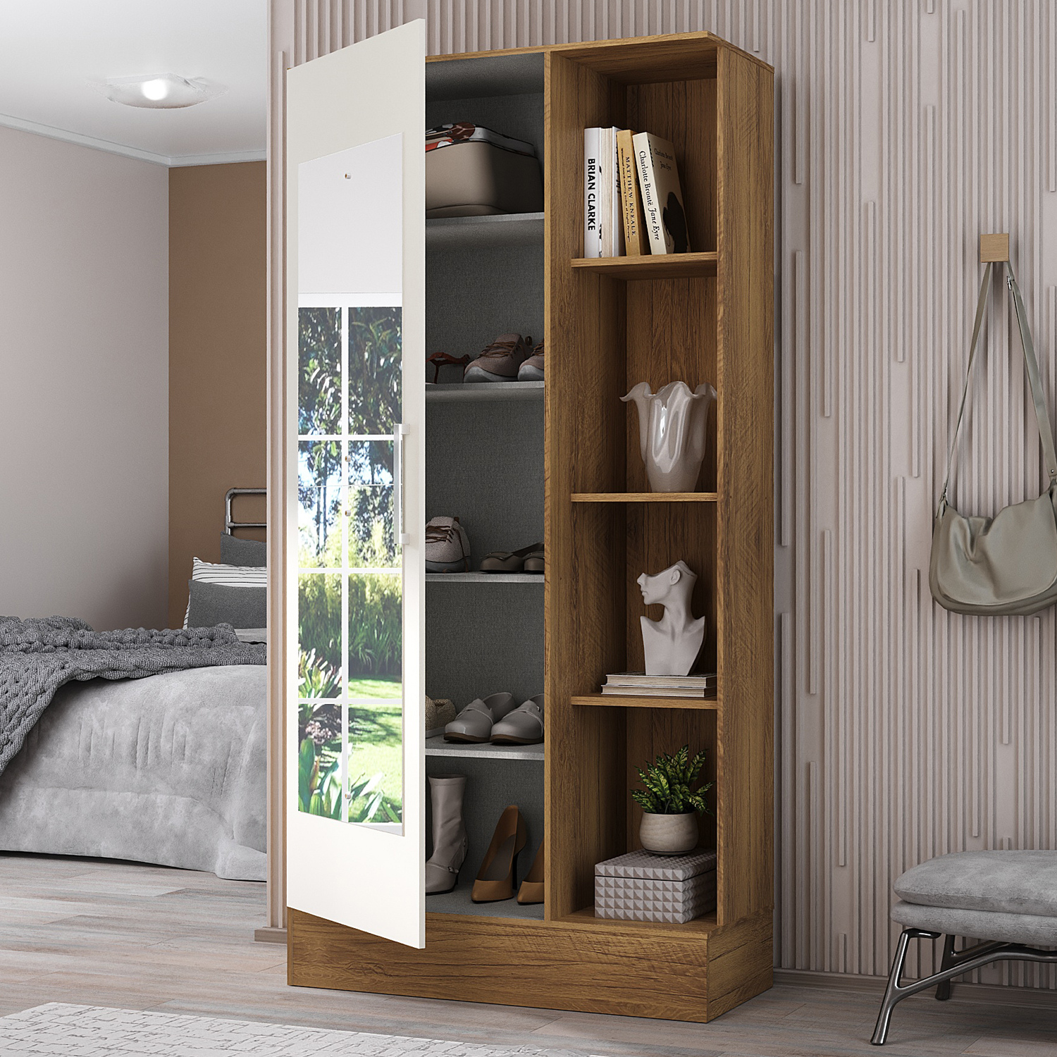 Combo Clóset Zapatero + Cómoda 10 Cajones Off White R1015-4