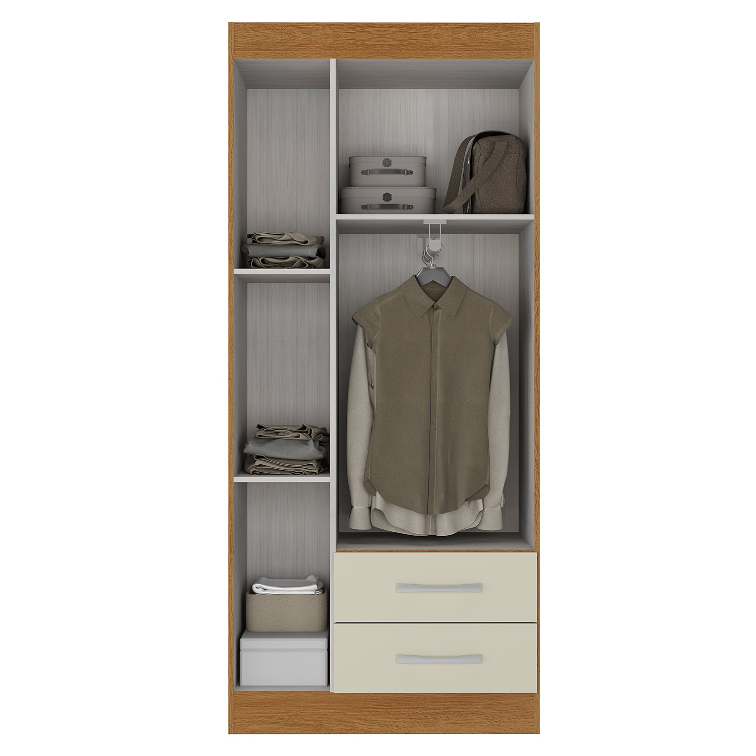 Clóset 3 Puertas 2 Cajones 180x68x35 cm Off White R32-3