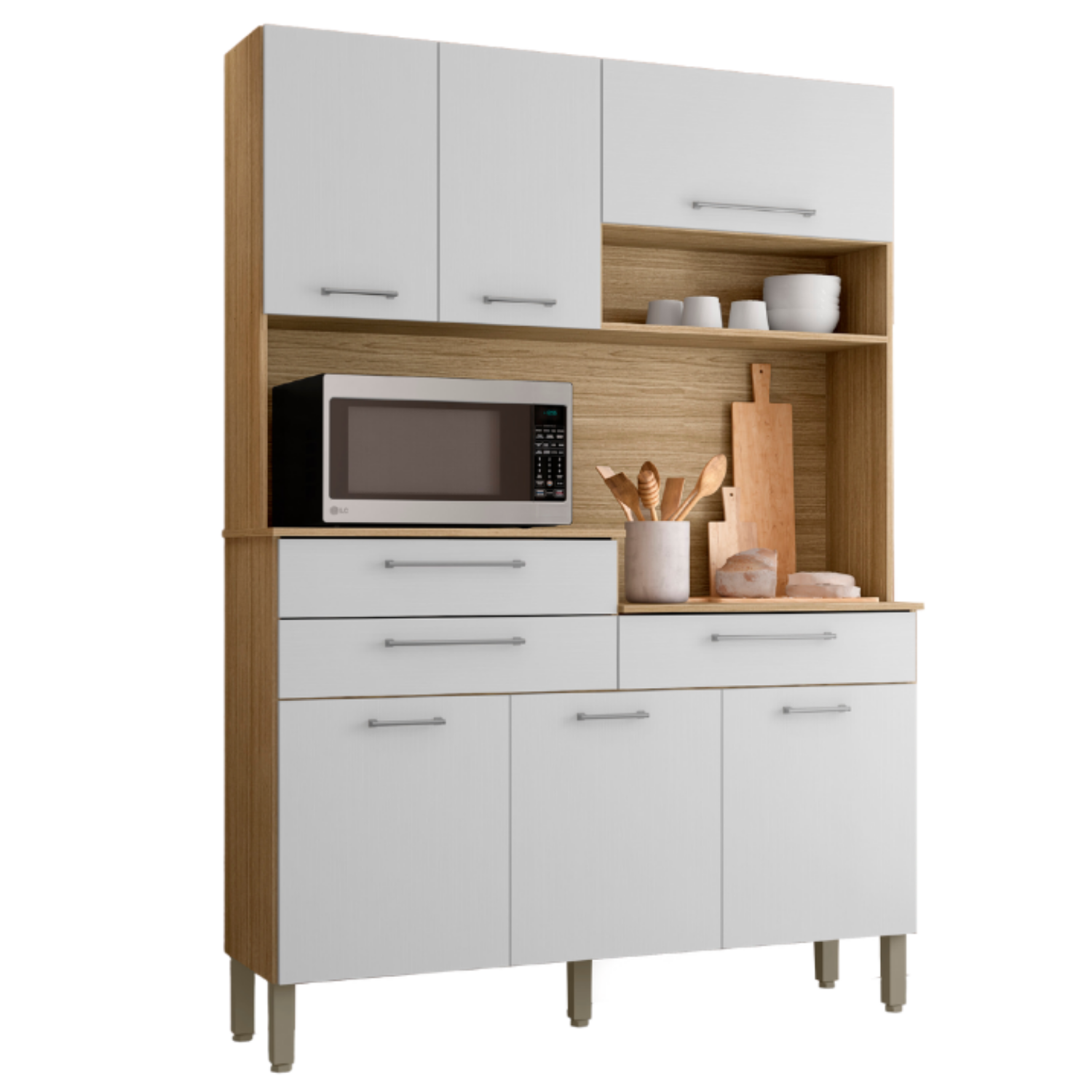 Combo Mueble para Microondas Orion, Mueble de Cocina Kris y Kit 8 Puertas Kit Orion K020408-9