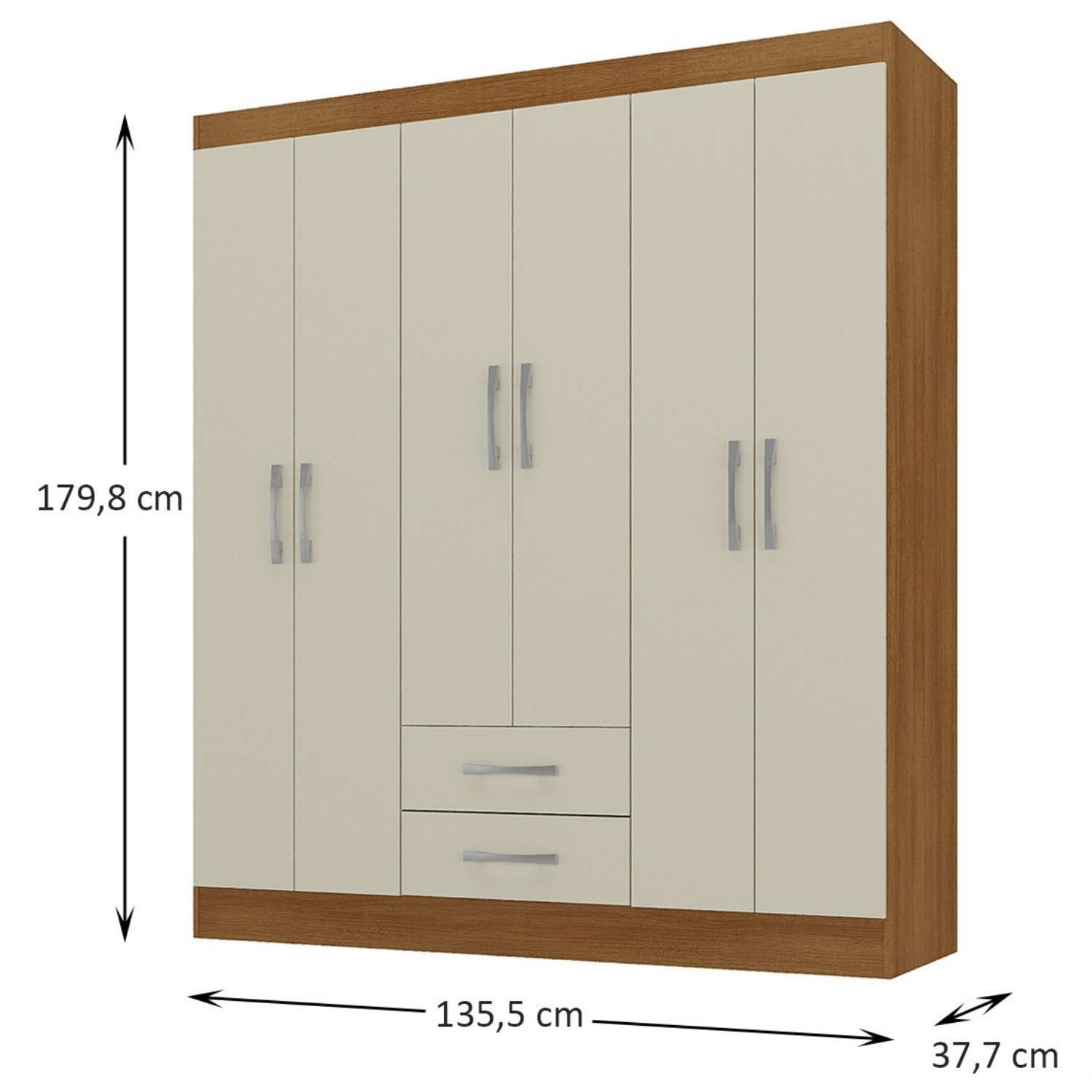 Combo 2 Clóset 6 Puertas 2 Cajones 180x135x35 cm Off White R62X2-2