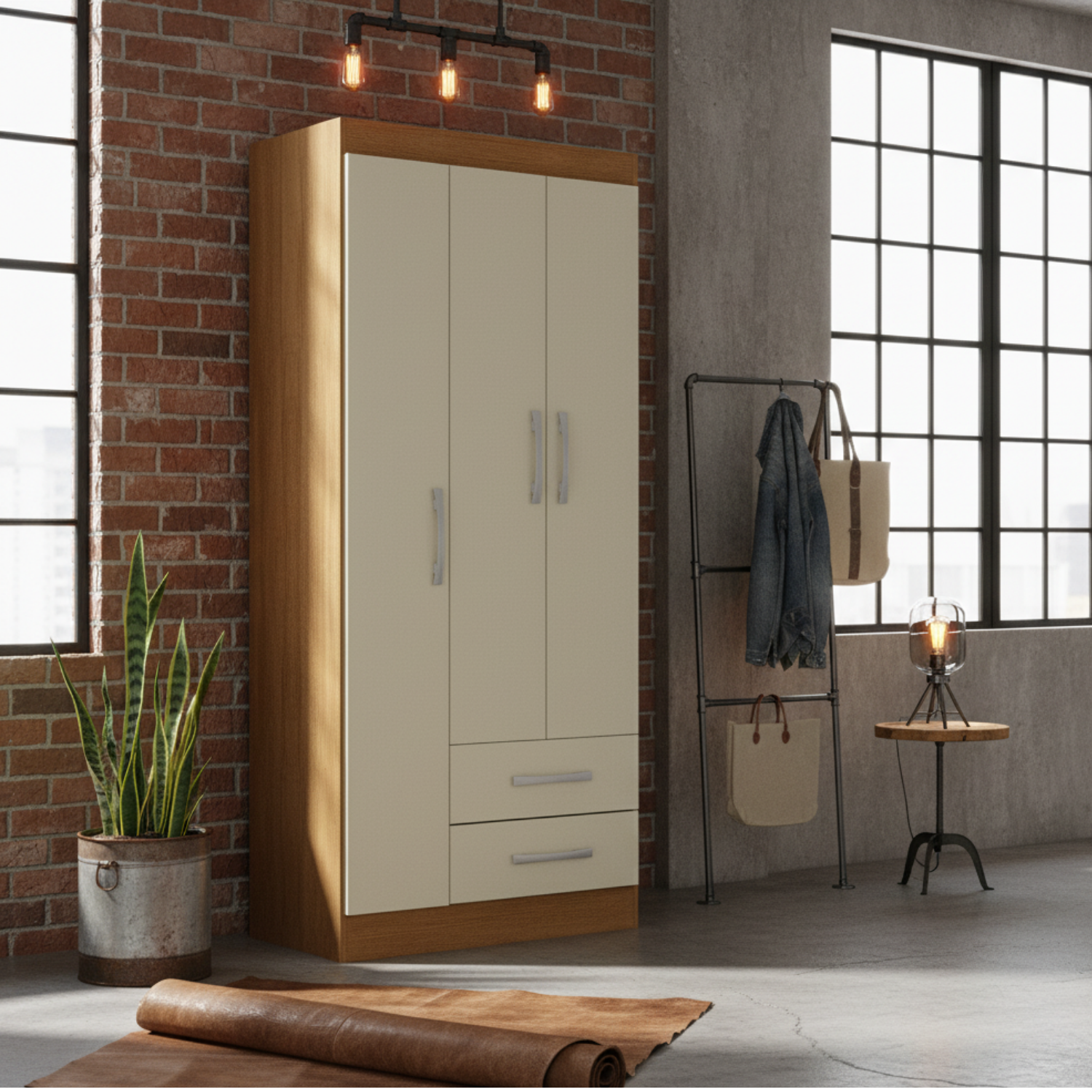 Combo 2 Clóset 3 Puertas 2 Cajones 180x68x35 cm Off White R32X2-5