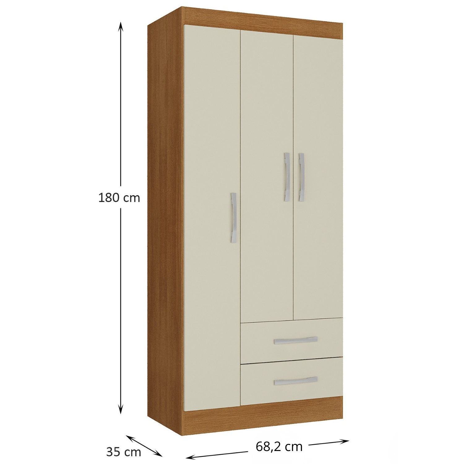Combo 2 Clóset 3 Puertas 2 Cajones 180x68x35 cm Off White R32X2-2