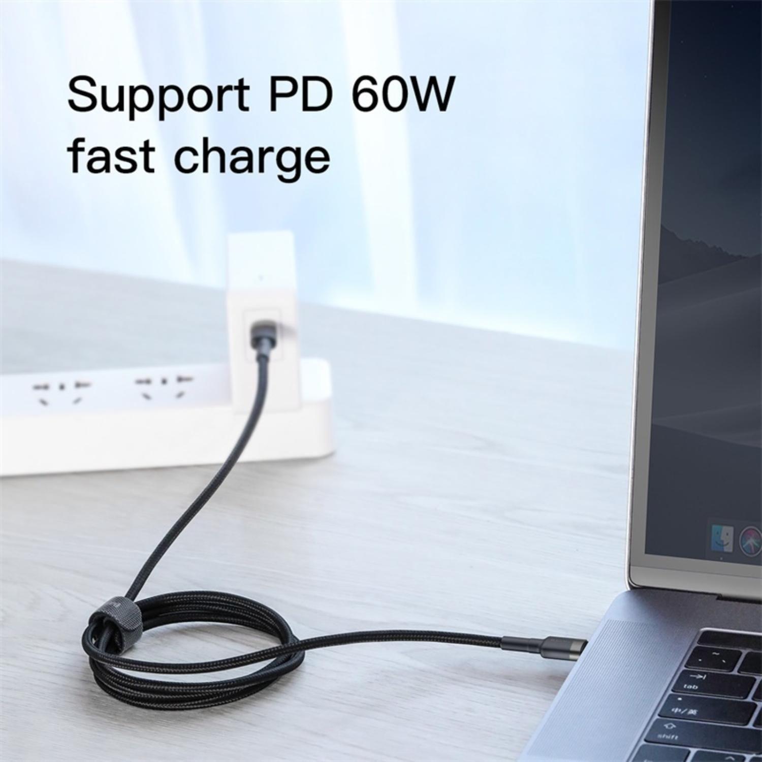 Baseus Cafule Type-C PD2.0 60W flash charging data line (20V 3A) 1m Gray+Black-3
