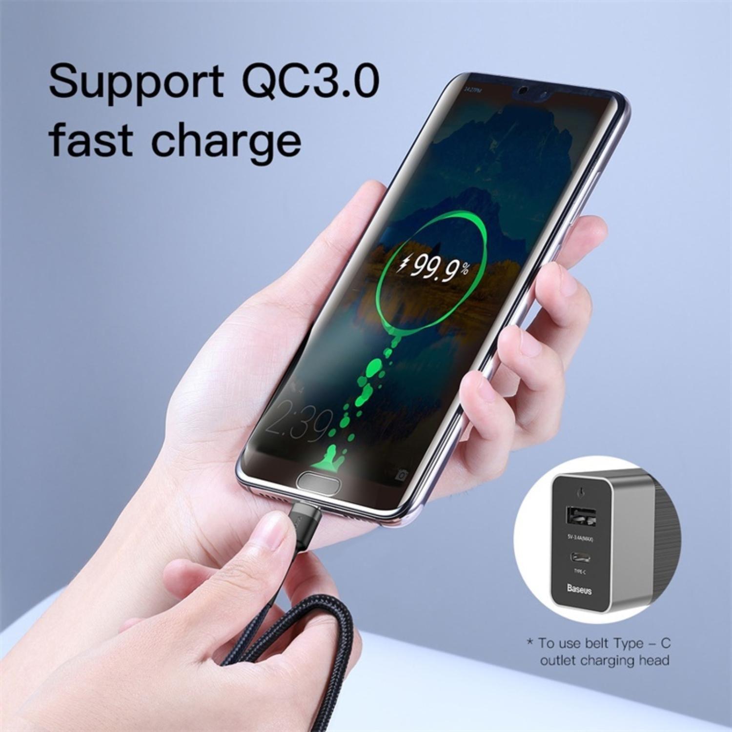 Baseus Cafule Type-C PD2.0 60W flash charging data line (20V 3A) 1m Gray+Black-4