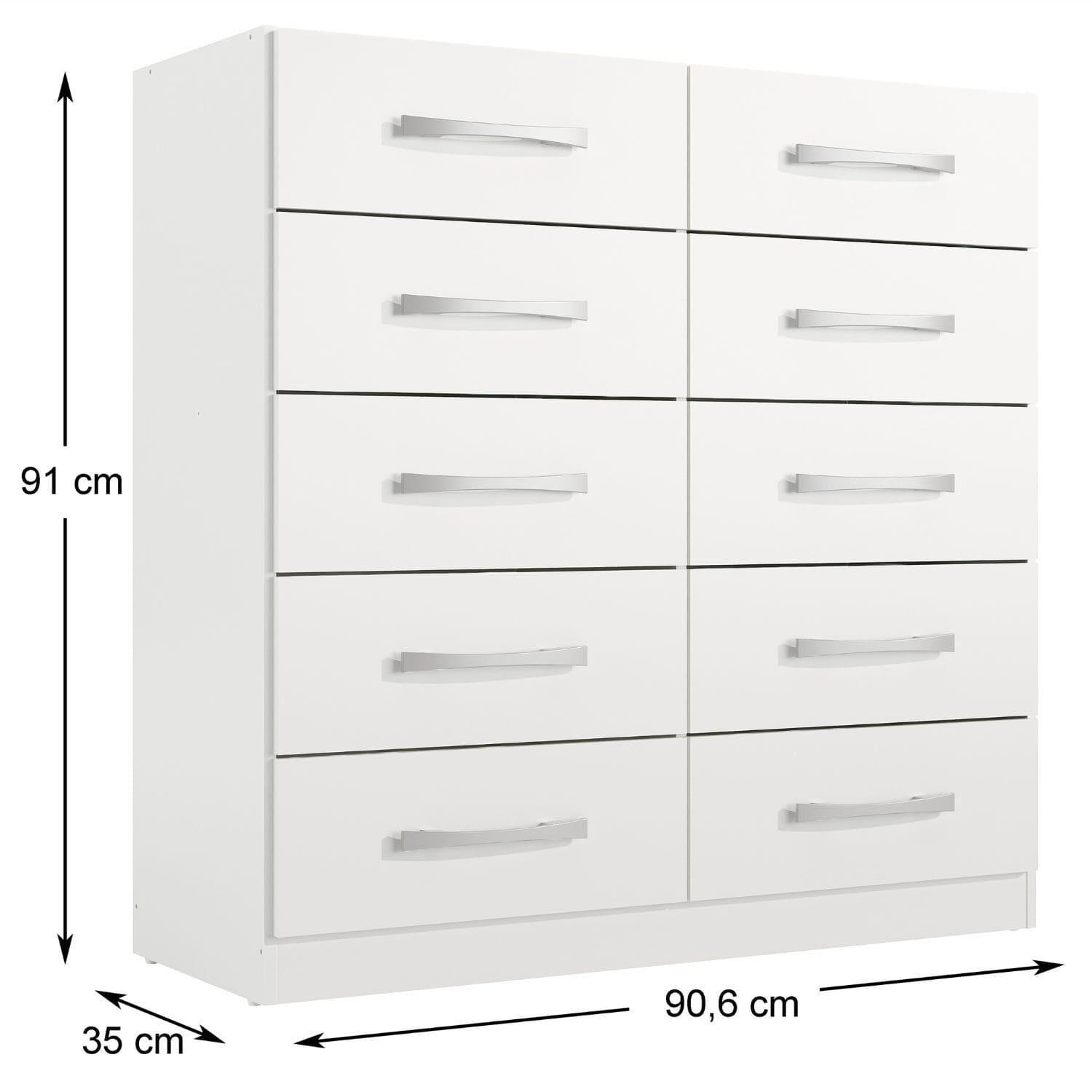 COMBO CLOSET MULTIUSO 2 PUERTAS + COMODA 10 CAJONES BLANCO BLANCO RB2010-2