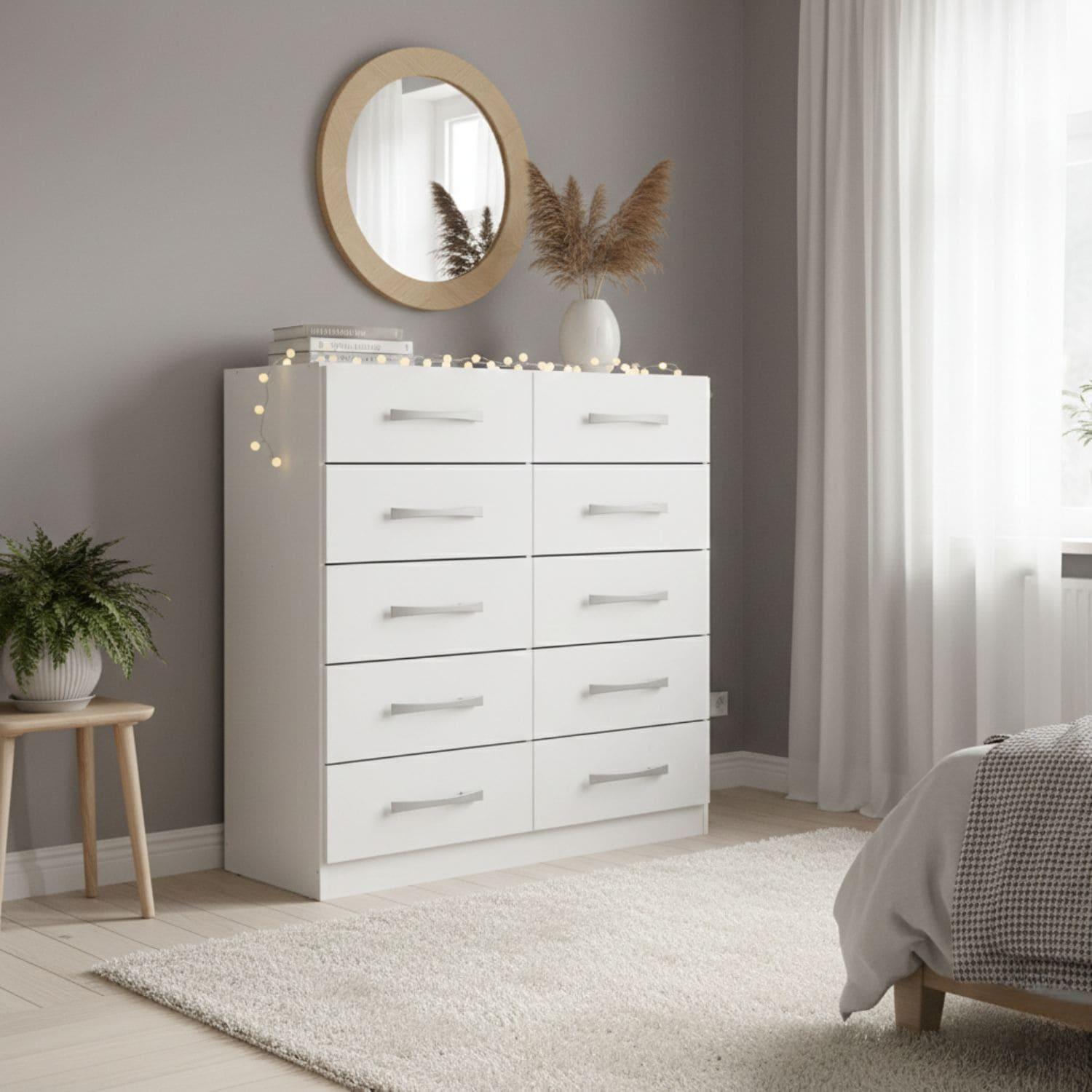 COMBO CLOSET MULTIUSO 2 PUERTAS + COMODA 10 CAJONES BLANCO BLANCO RB2010-4