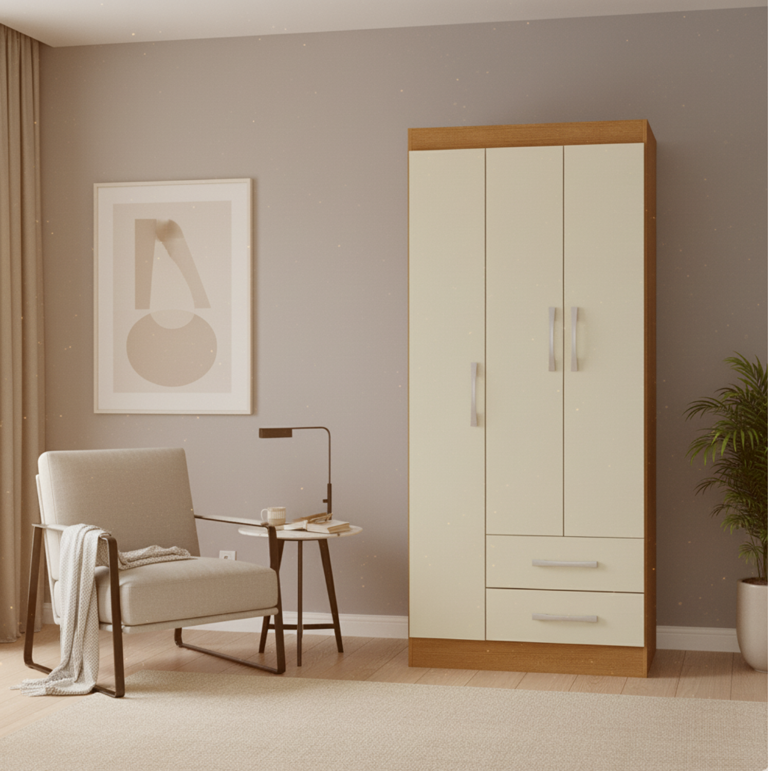 Combo 3 Clóset 3 Puertas 2 Cajones 180x68x35 cm Off White R32X3-6