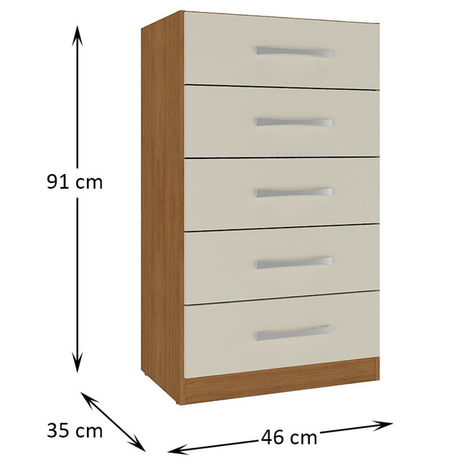 Combo Clóset 6 Puertas + Cómoda 5 Cajones Off White + Librero R620516-3