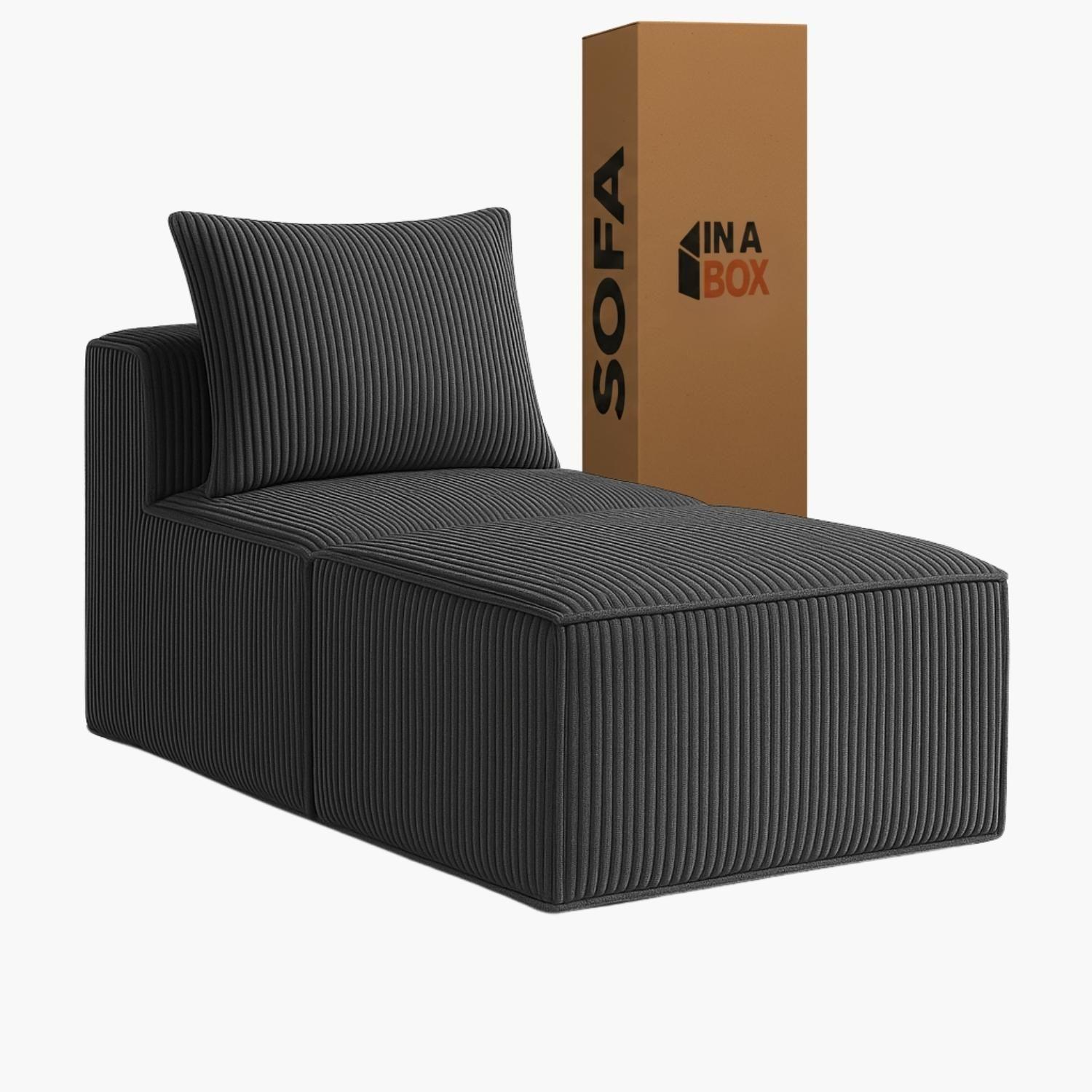 Sillon Loop 1 cuerpo + Pouf | Espuma comprimida - 76X57X167 Azul grafito A24-1