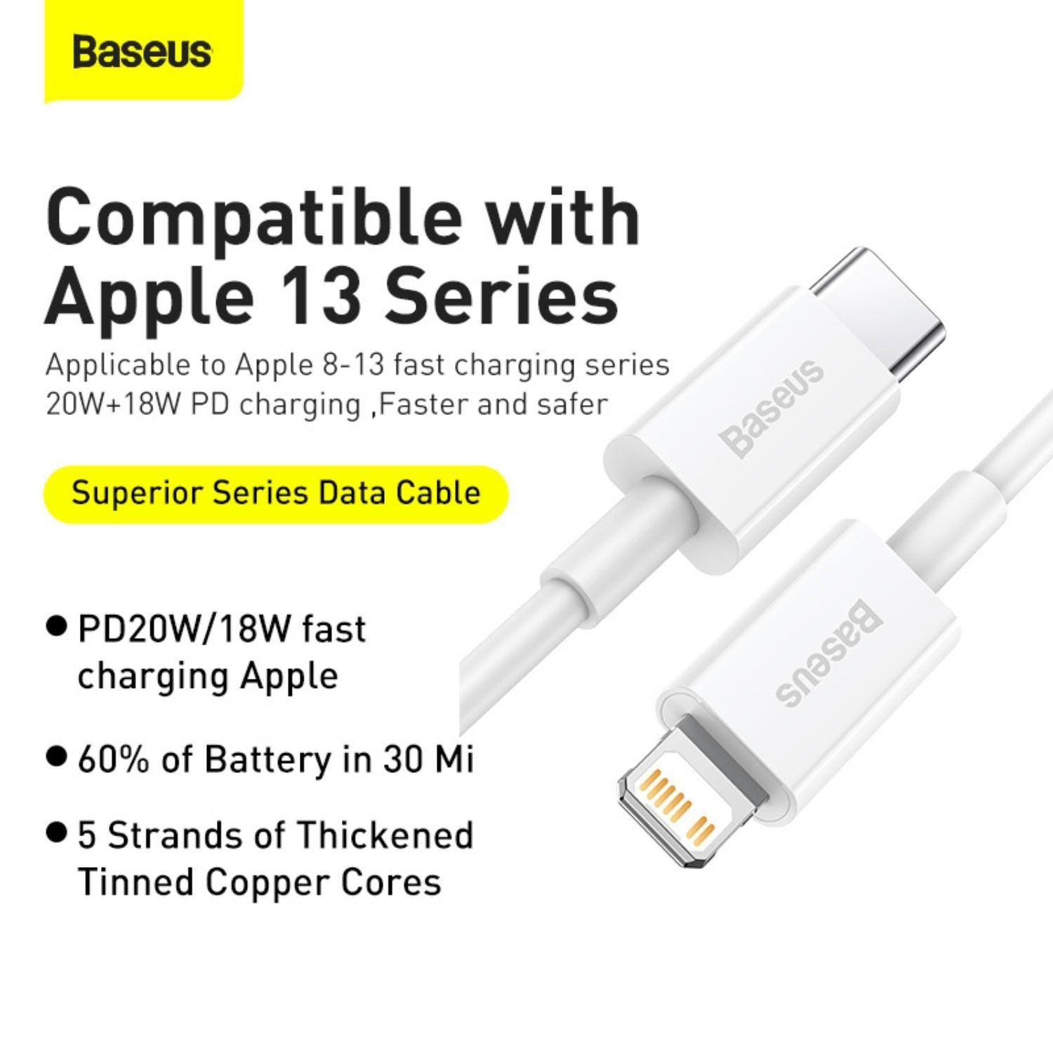 Baseus Superior Series Fast Charging Data Cable Type-C to iP PD 20W 1m White-7
