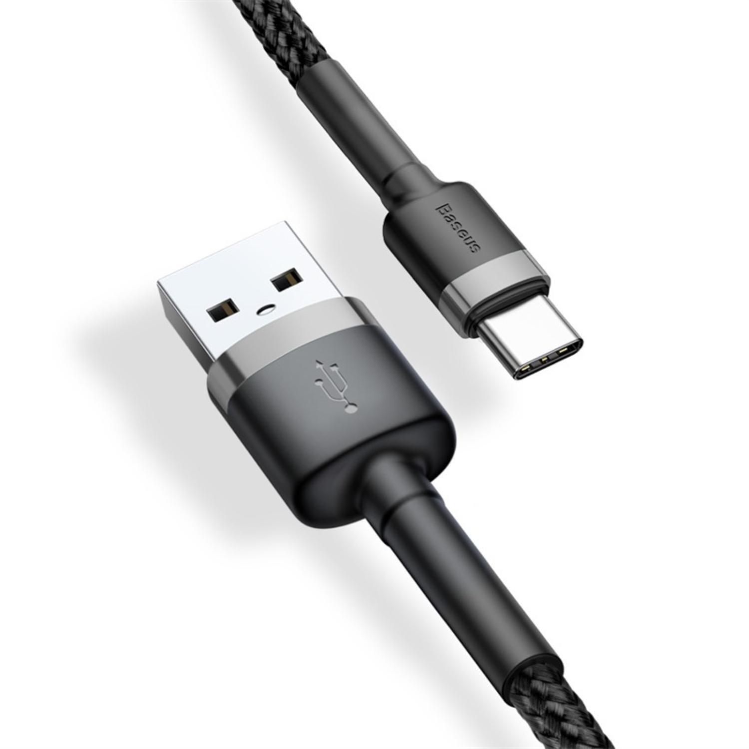 Baseus cafule Cable USB For Type-C 3A 1m Gray+Black-1