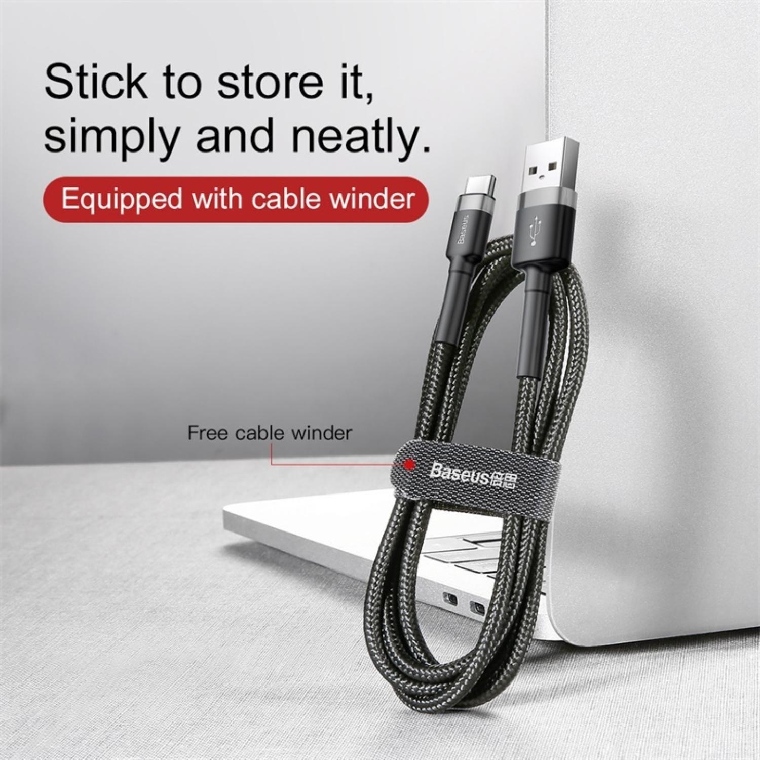 Baseus cafule Cable USB For Type-C 3A 1m Gray+Black-7