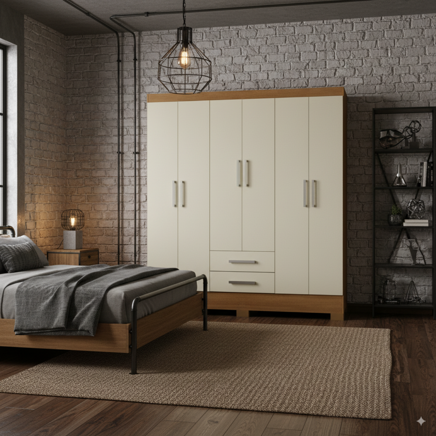 Combo 3 Clóset 6 Puertas 2 Cajones 180x135x35 cm Off White R62X3-5