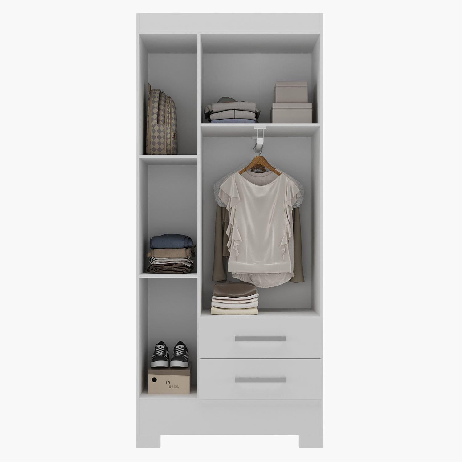 Clóset 3 puertas 2 cajones 180x62x35 blanco blanco rb32-2