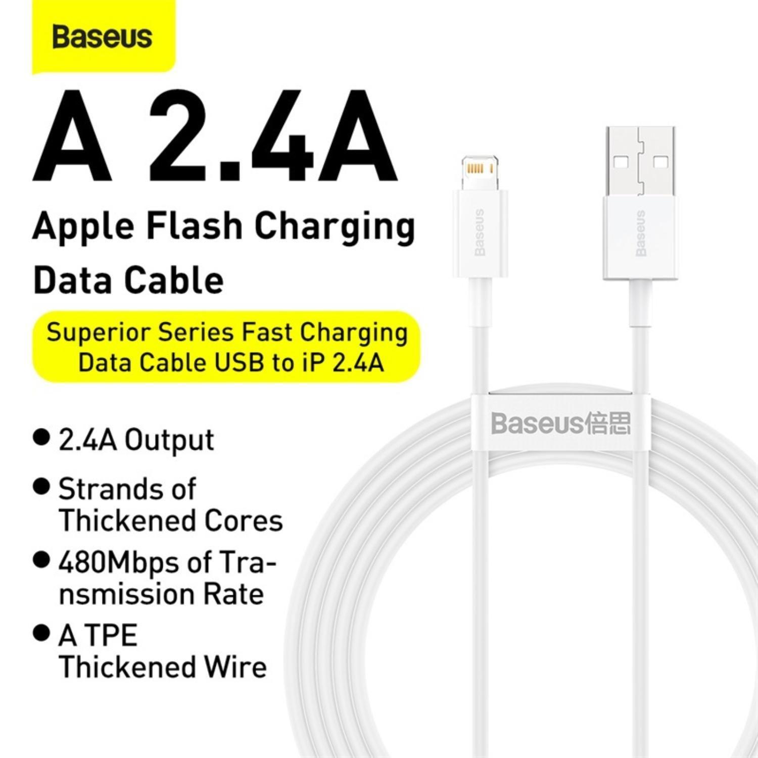 Baseus Superior Series Fast Charging Data Cable USB to iP 2.4A 1m White-6