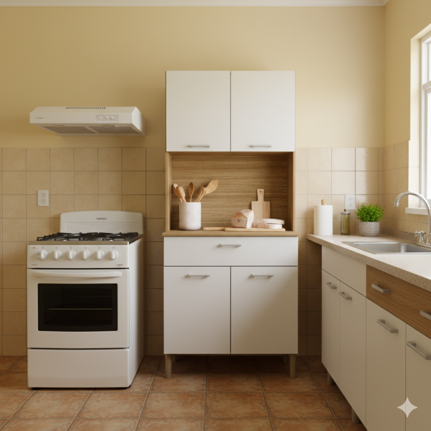 Combo Mueble para Microondas Orion, Mueble de Cocina Kyra y Mueble de Cocina Kris K020604-6