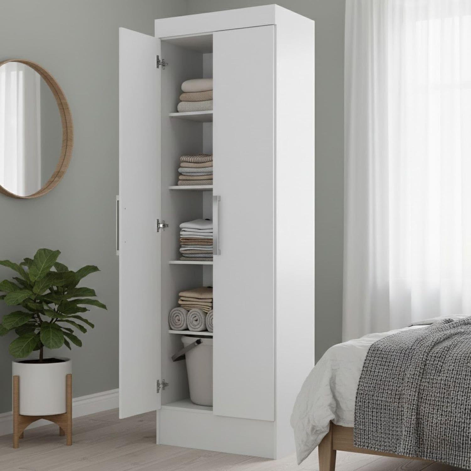 Combo clóset multiuso 2 puertas + comoda 5 cajones blanco blanco rb2005-5
