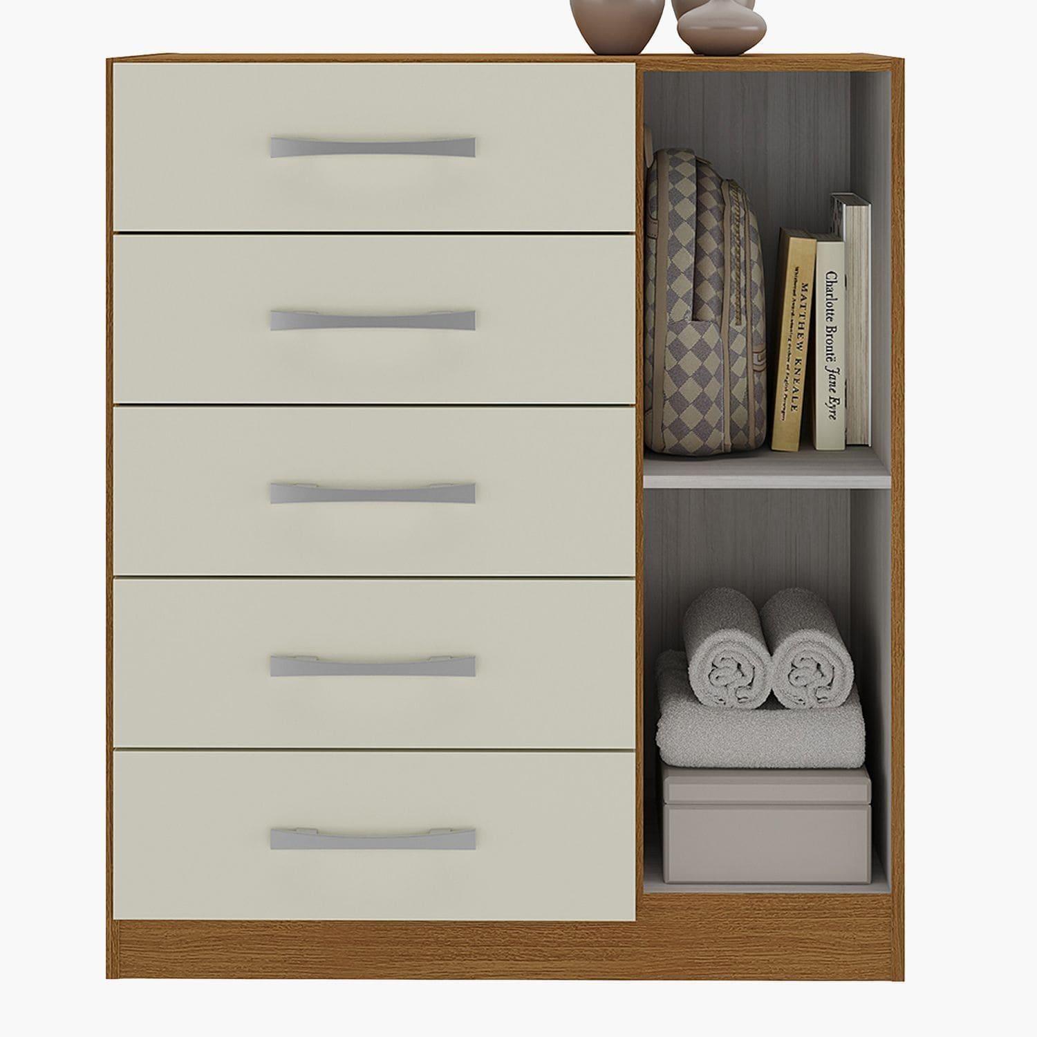 COMBO ClOSET 4 PUERTAS + COMODA 5 CAJONES 1 PUERTA OFF WHITE R4251-4