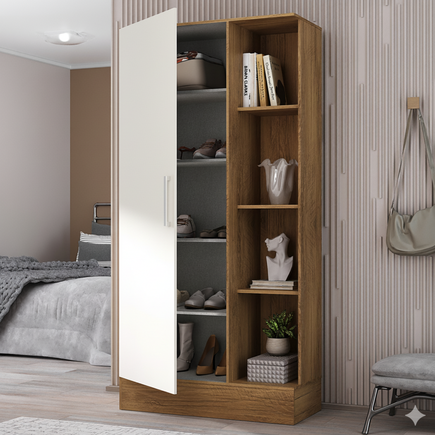 Combo Clóset 4 Puertas + Clóset Zapatero Off White R4215-5