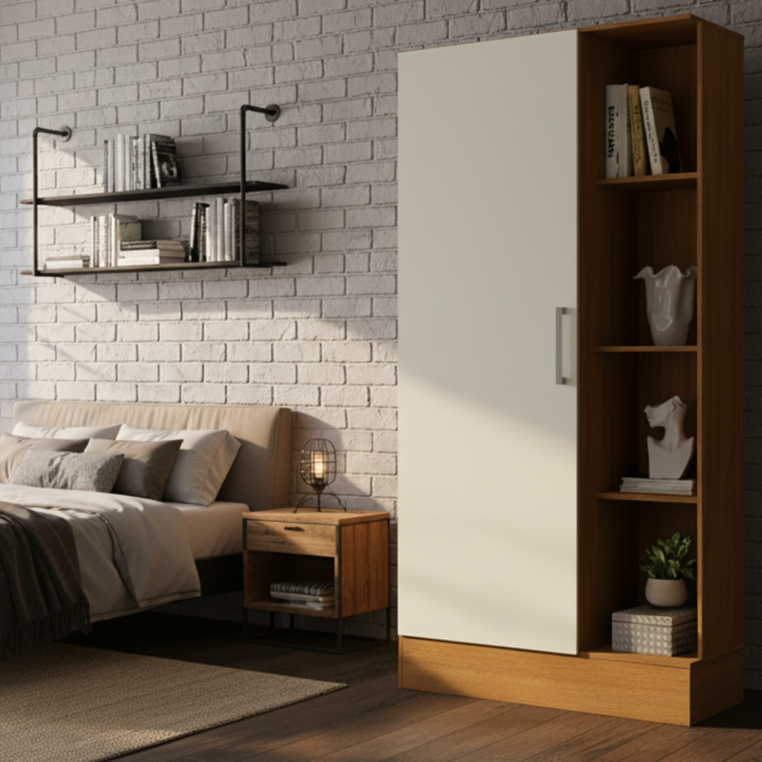 Combo Clóset Zapatero + Cómoda 5 Cajones Off White R1505-6