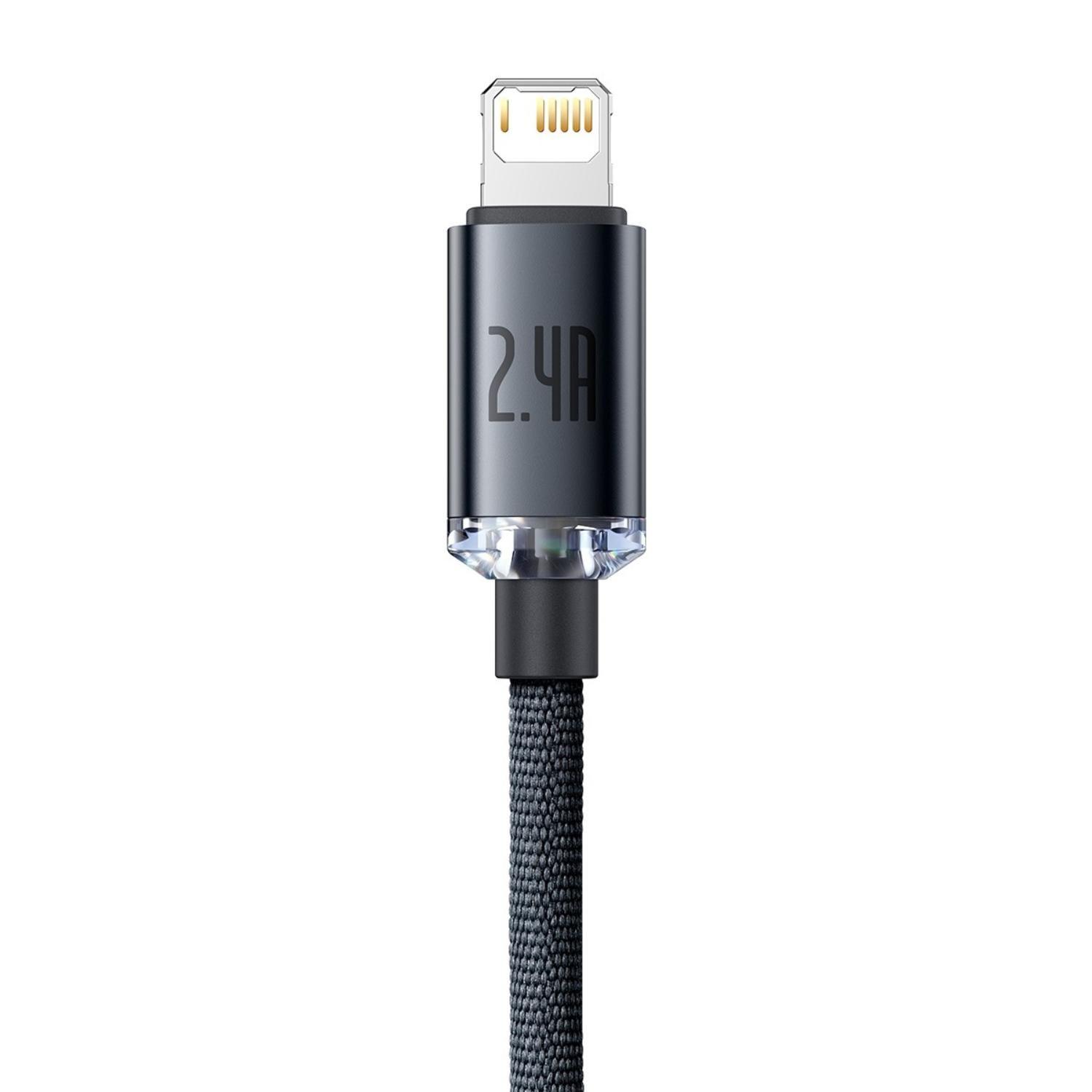 Baseus Crystal Shine Series Fast Charging Data Cable USB to iP 2.4A 2m Black-2