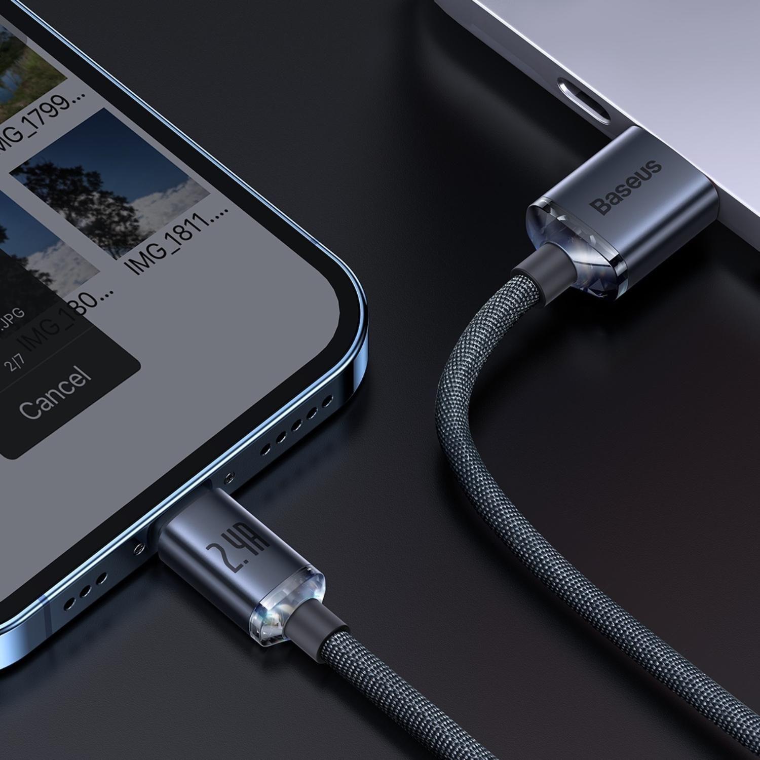 Baseus Crystal Shine Series Fast Charging Data Cable USB to iP 2.4A 2m Black-4