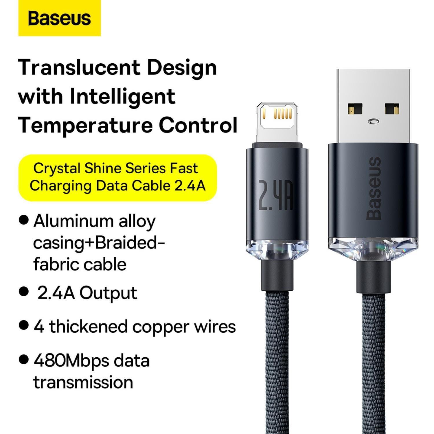 Baseus Crystal Shine Series Fast Charging Data Cable USB to iP 2.4A 2m Black-5