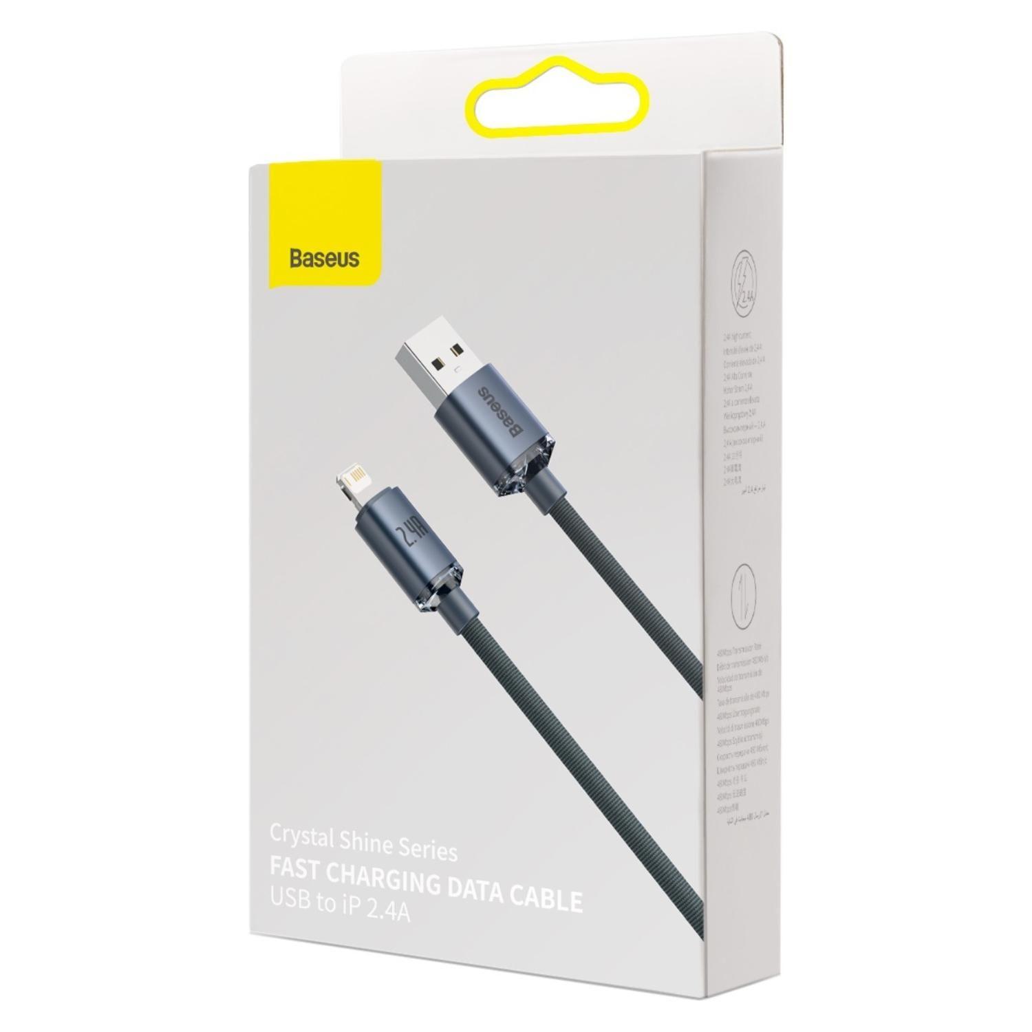 Baseus Crystal Shine Series Fast Charging Data Cable USB to iP 2.4A 2m Black-7