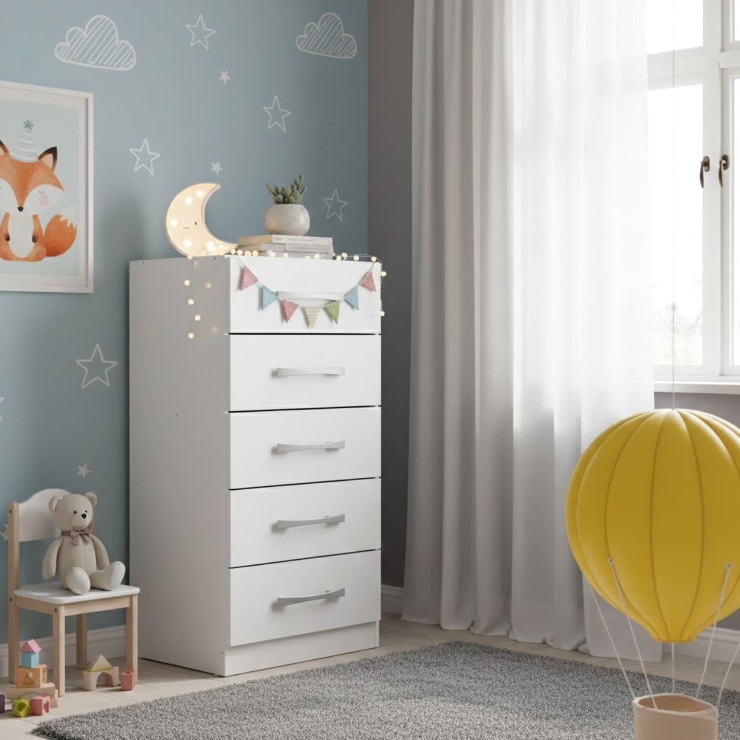 Comoda 5 cajones 91x46x35blanco blanco rb05-3