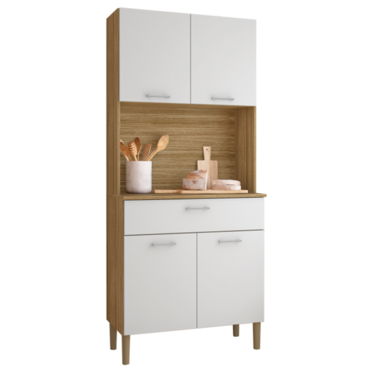 Combo Mueble para Microondas Orion, Mueble de Cocina Kris y Alacena K020420-2