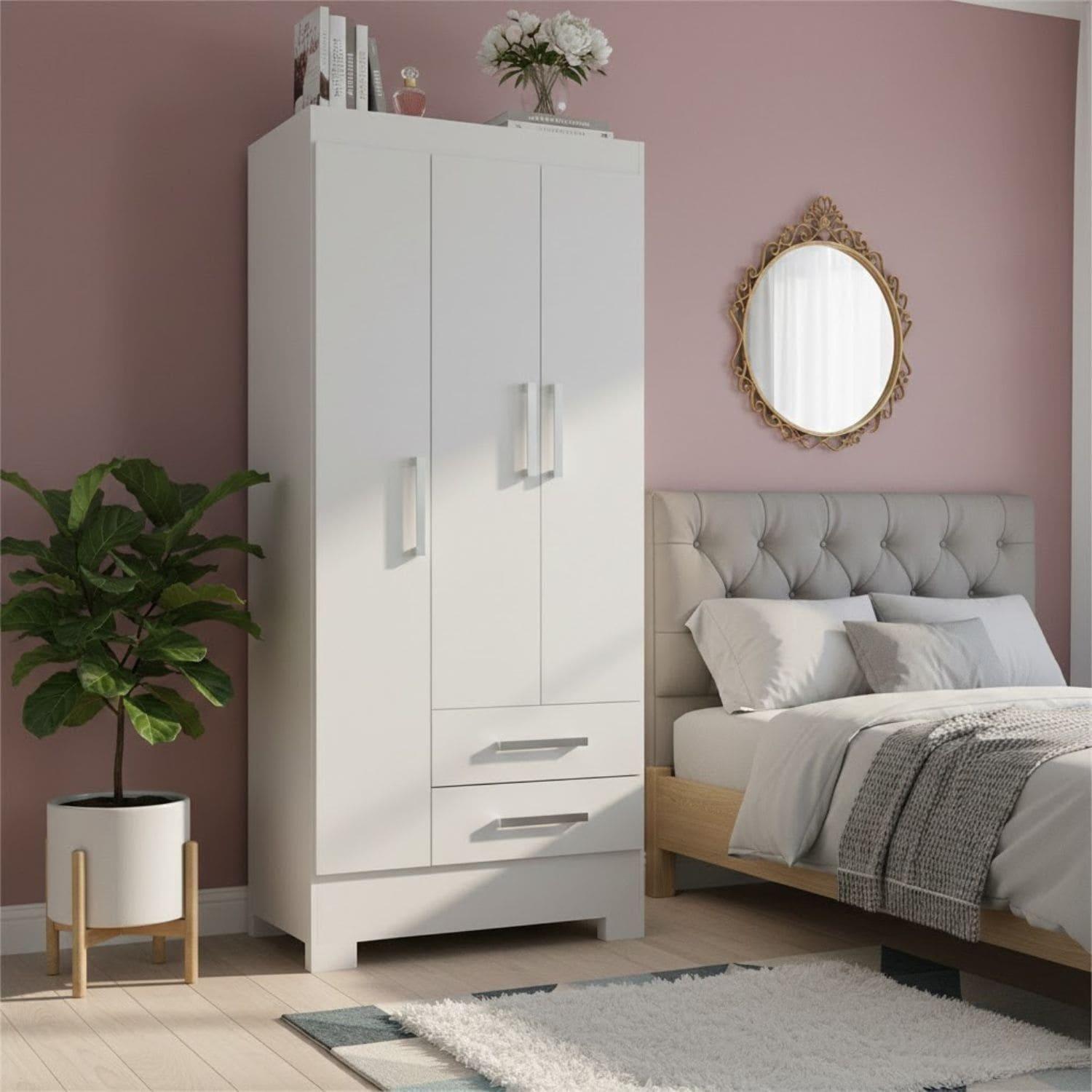 COMBO CLOSET 3 PUERTAS 2 CAJONES + COMODA 5 CAJONES BLANCO BLANCO RB3205-4