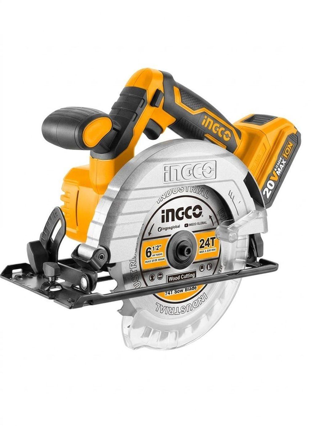 Sierra Circular Inalambrica Ingco 20V 165mm Sin bateria Cargador CSLI1651-2