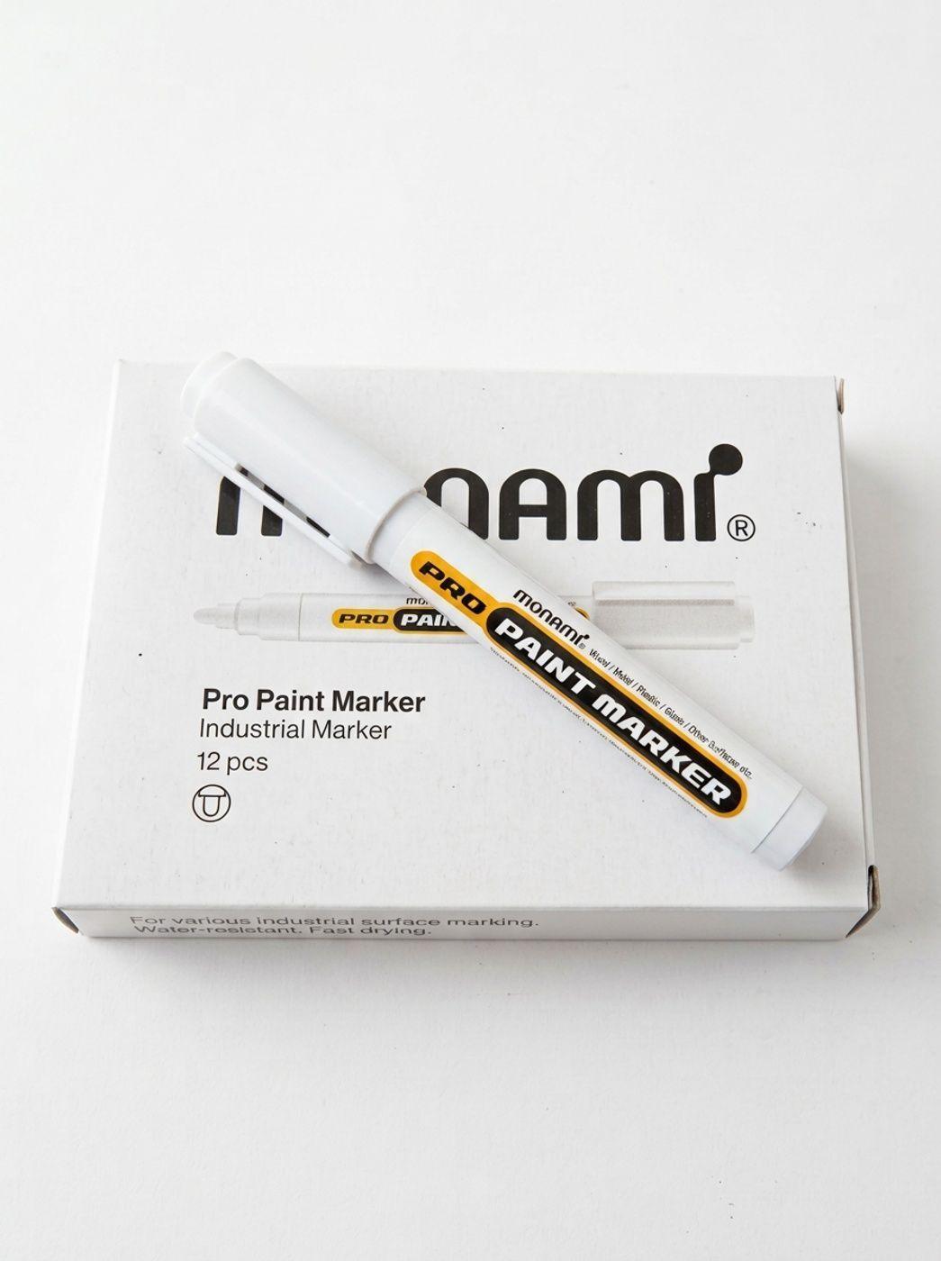 Pack Marca Metal Blanco Monami 12un Marcador Oleo Pintura Acero Goma Plastico Piedra-0