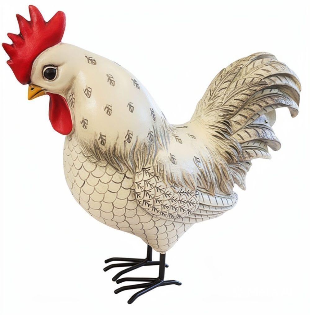 Gallo decorativo Blanco Negro Mediano Adorno-0