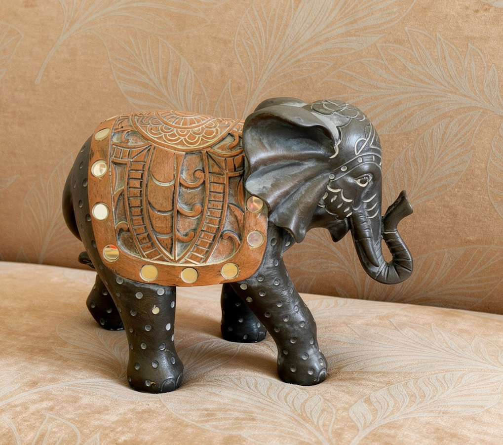 Elefante Decorativo Poliresina Negro-1