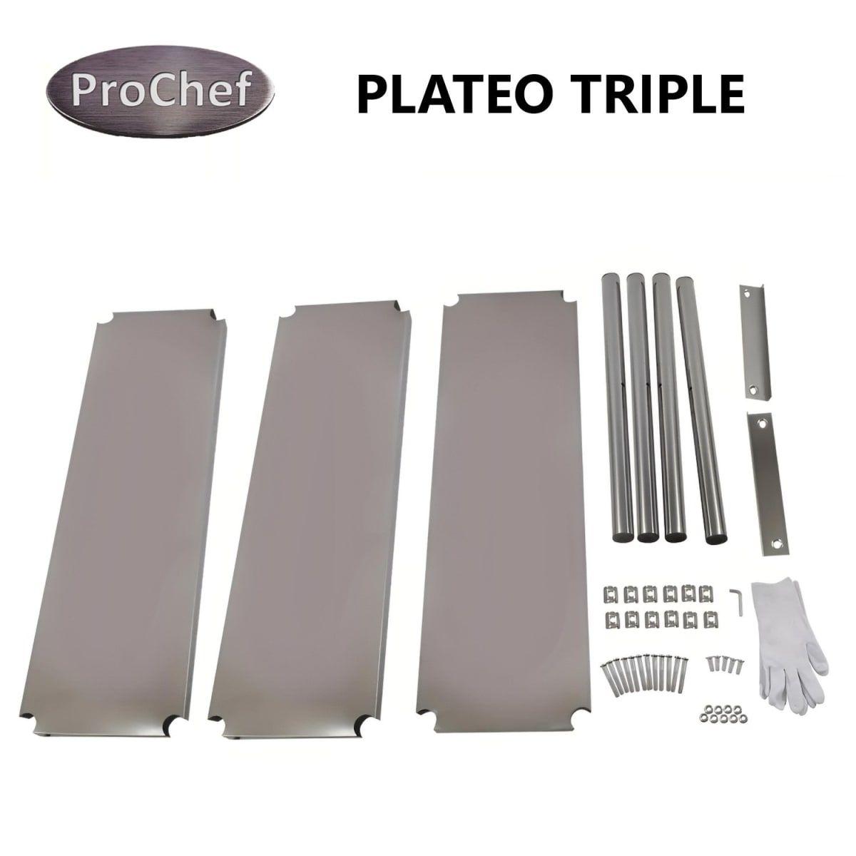 Plateo o Pasa Platos Triple 90x30x75 Cm Acero Inoxidable-4